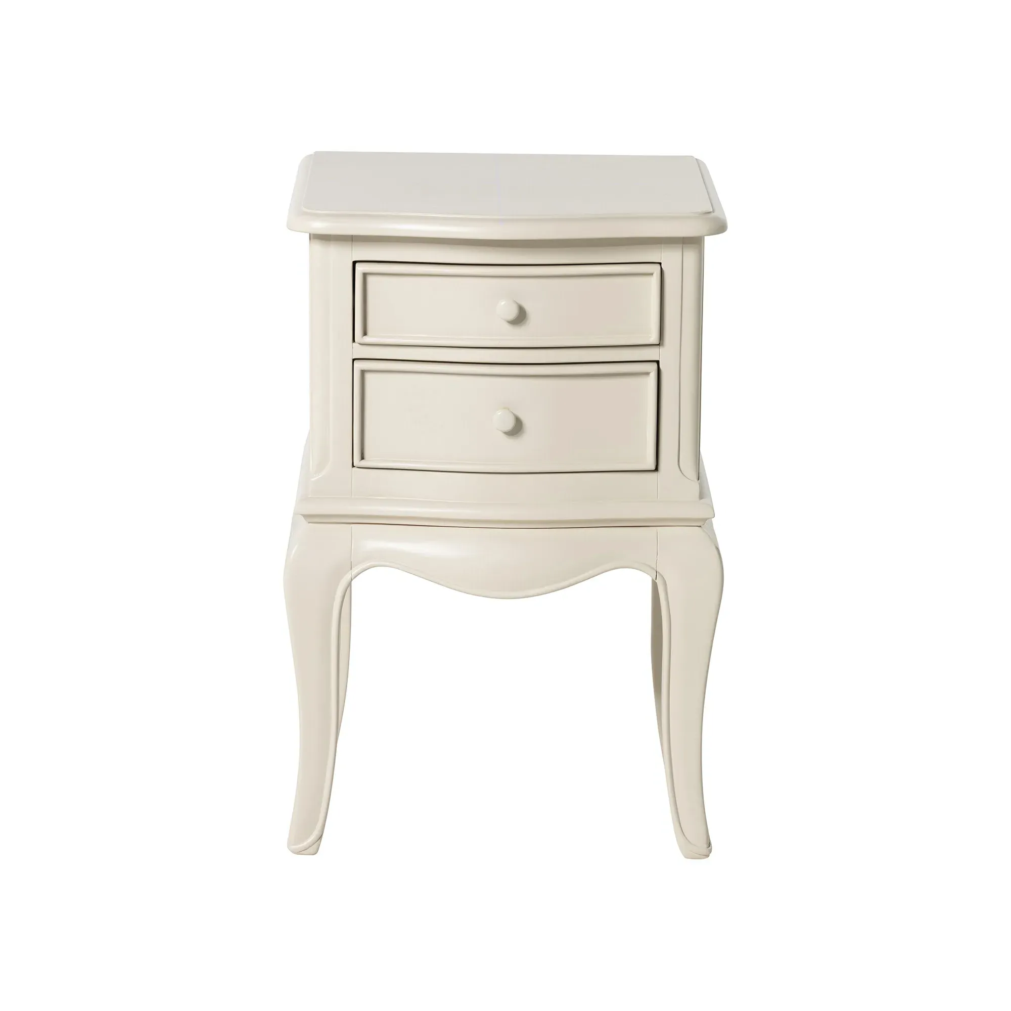 Calista 2 Drawer Bedside Table - White, Mahogany
