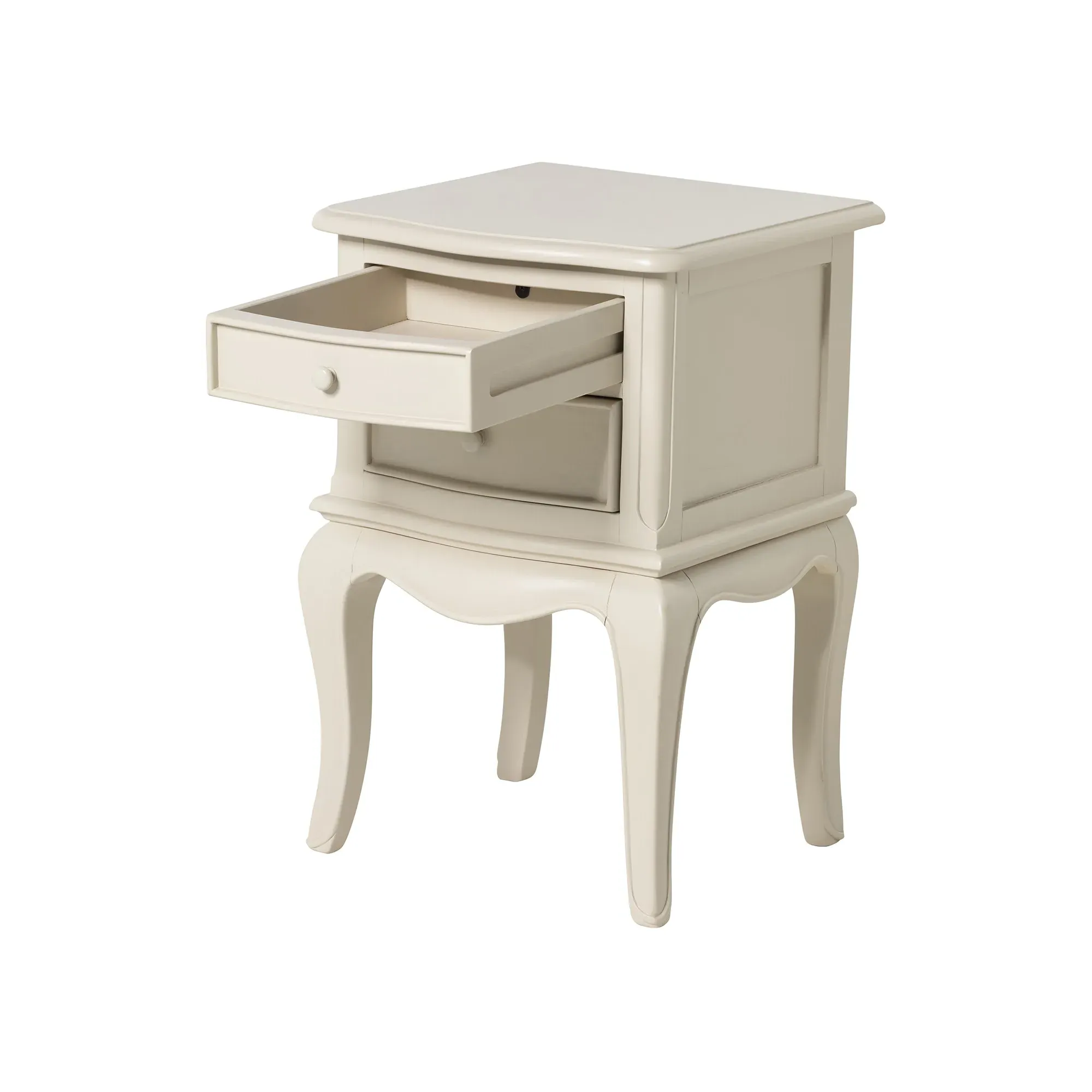 Calista 2 Drawer Bedside Table - White, Mahogany