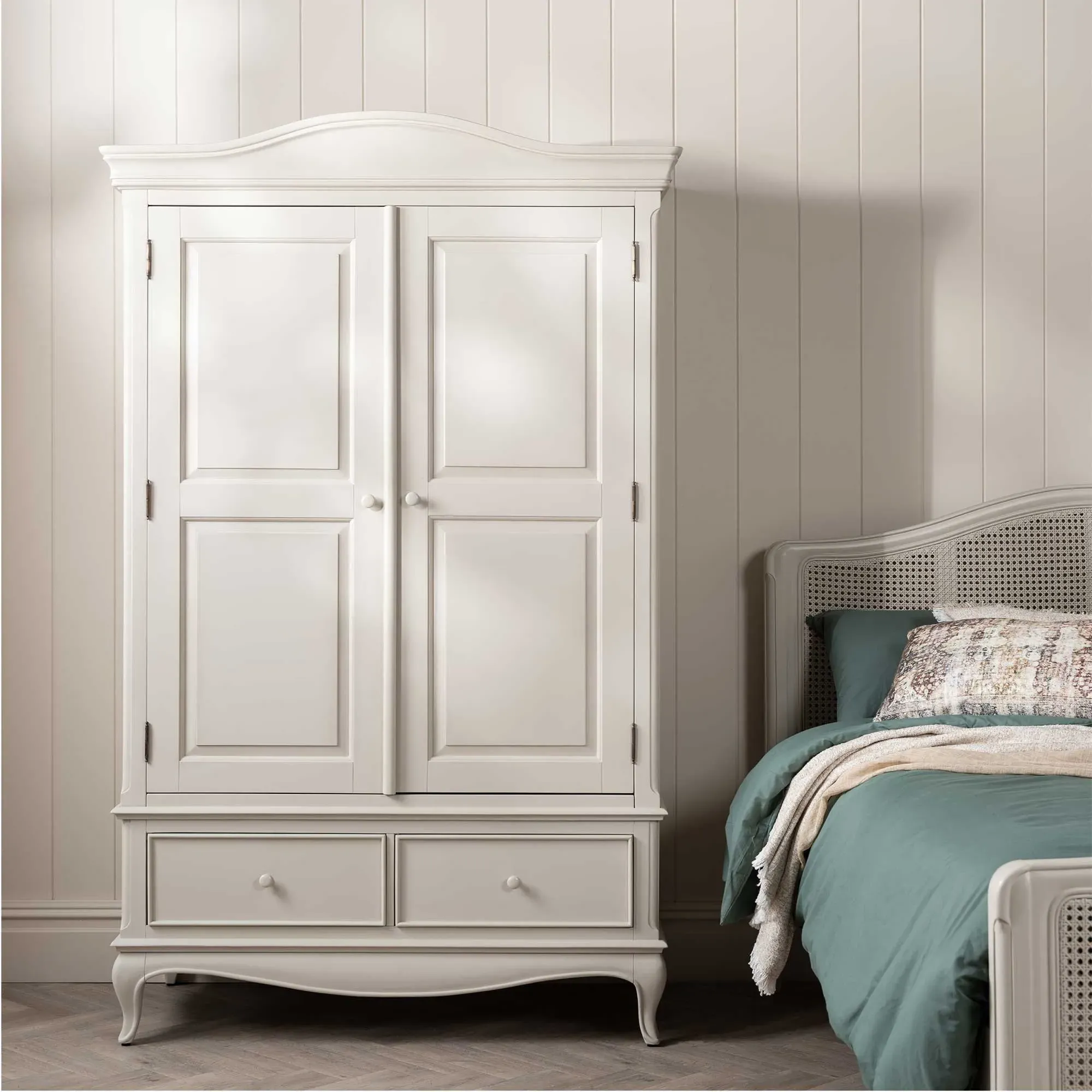Calista Double Wardrobe - White, Mahogany Wood