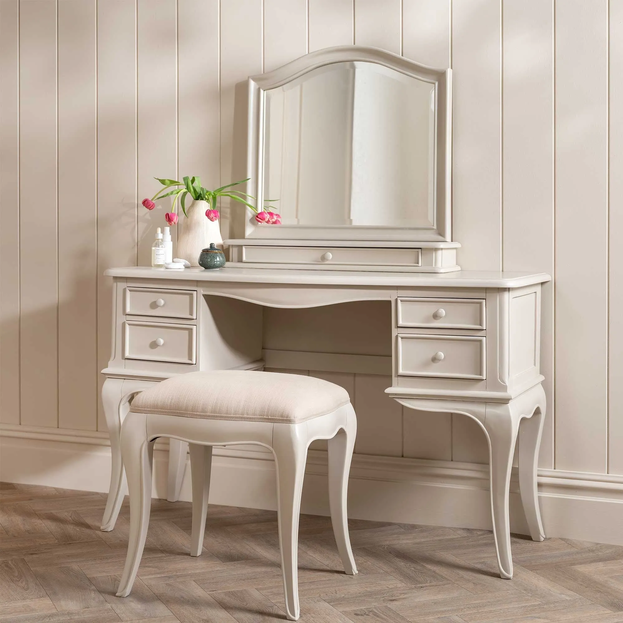 Calista Dressing Table - White, Mahogany