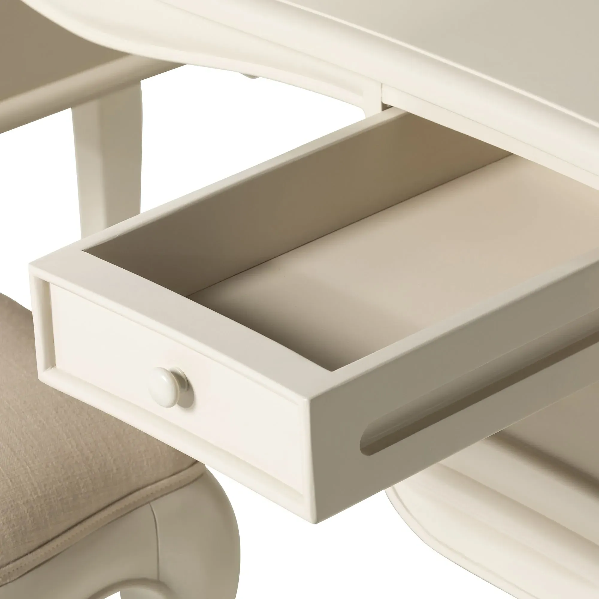 Calista Dressing Table - White, Mahogany