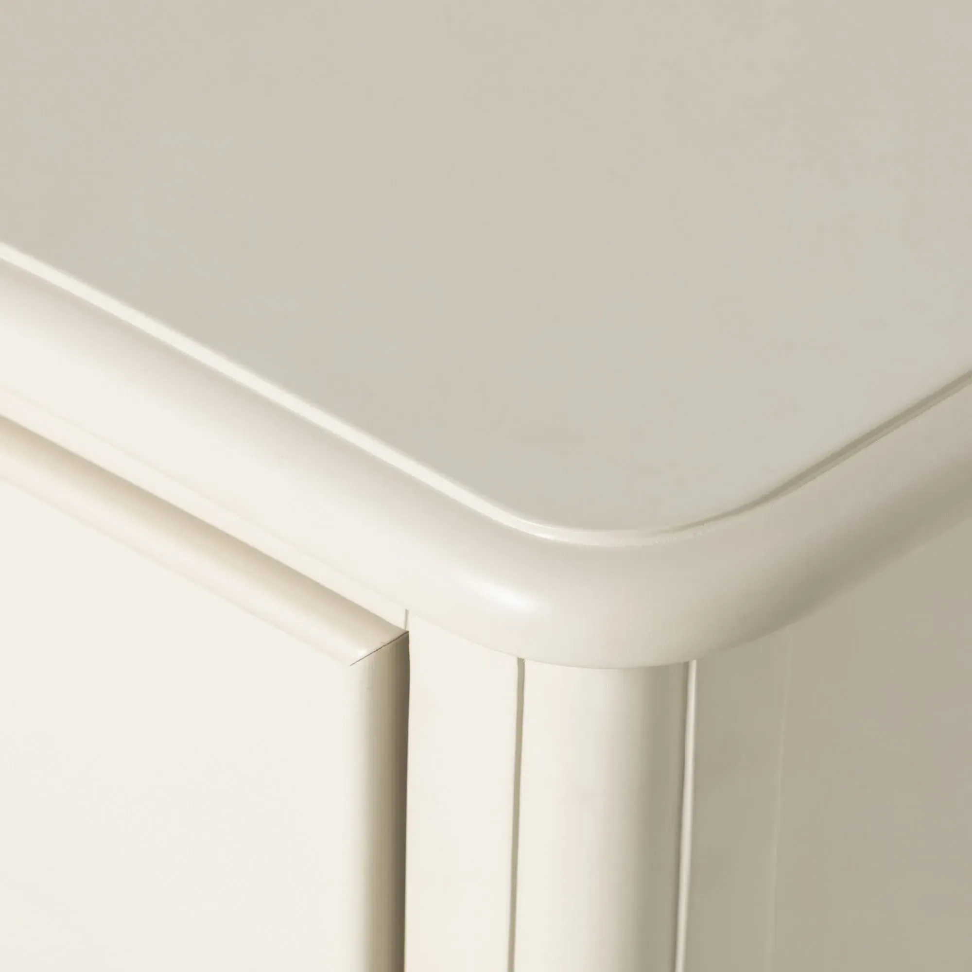 Calista Low Wide Chest - White, Mahogany Wood