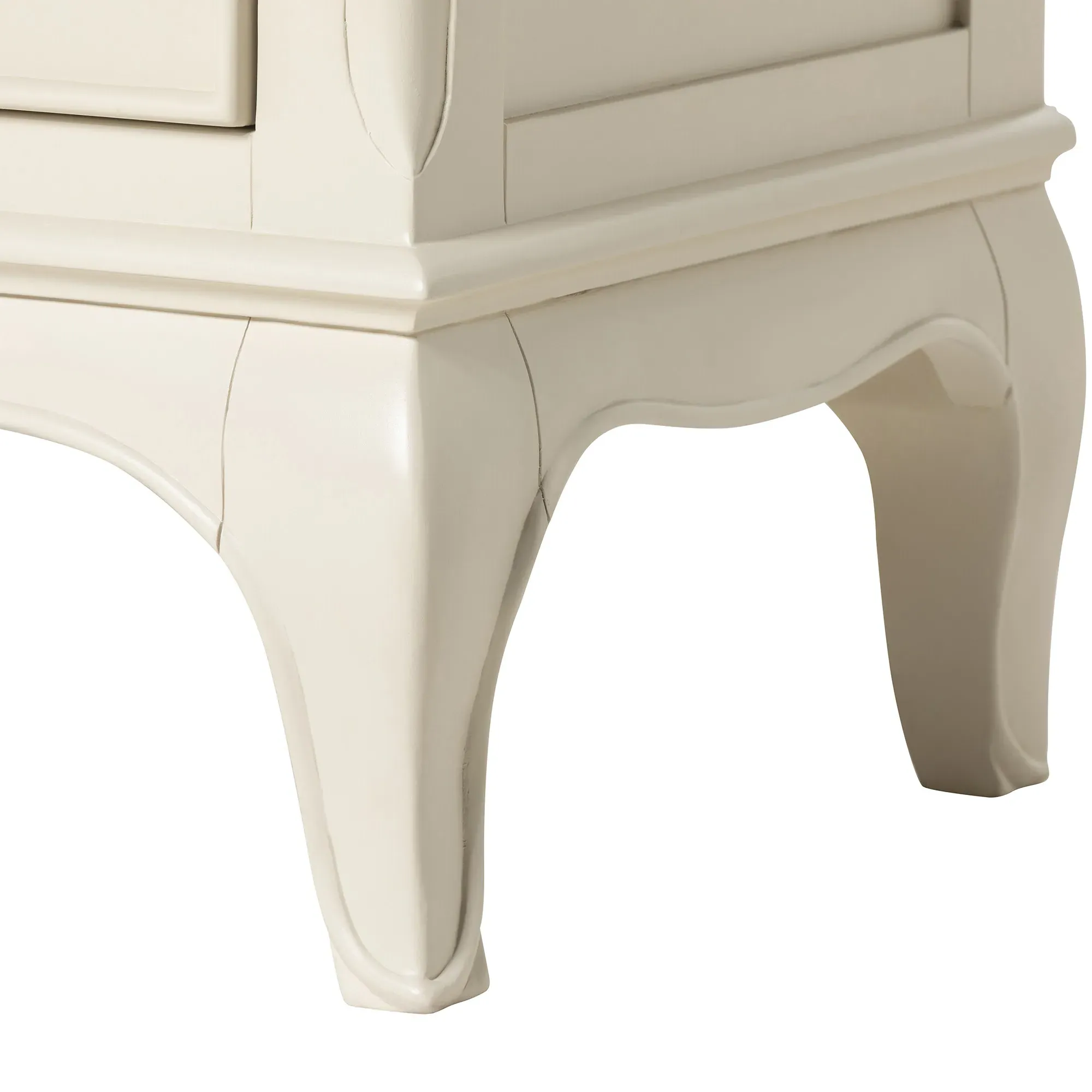 Calista Low Wide Chest - White, Mahogany Wood