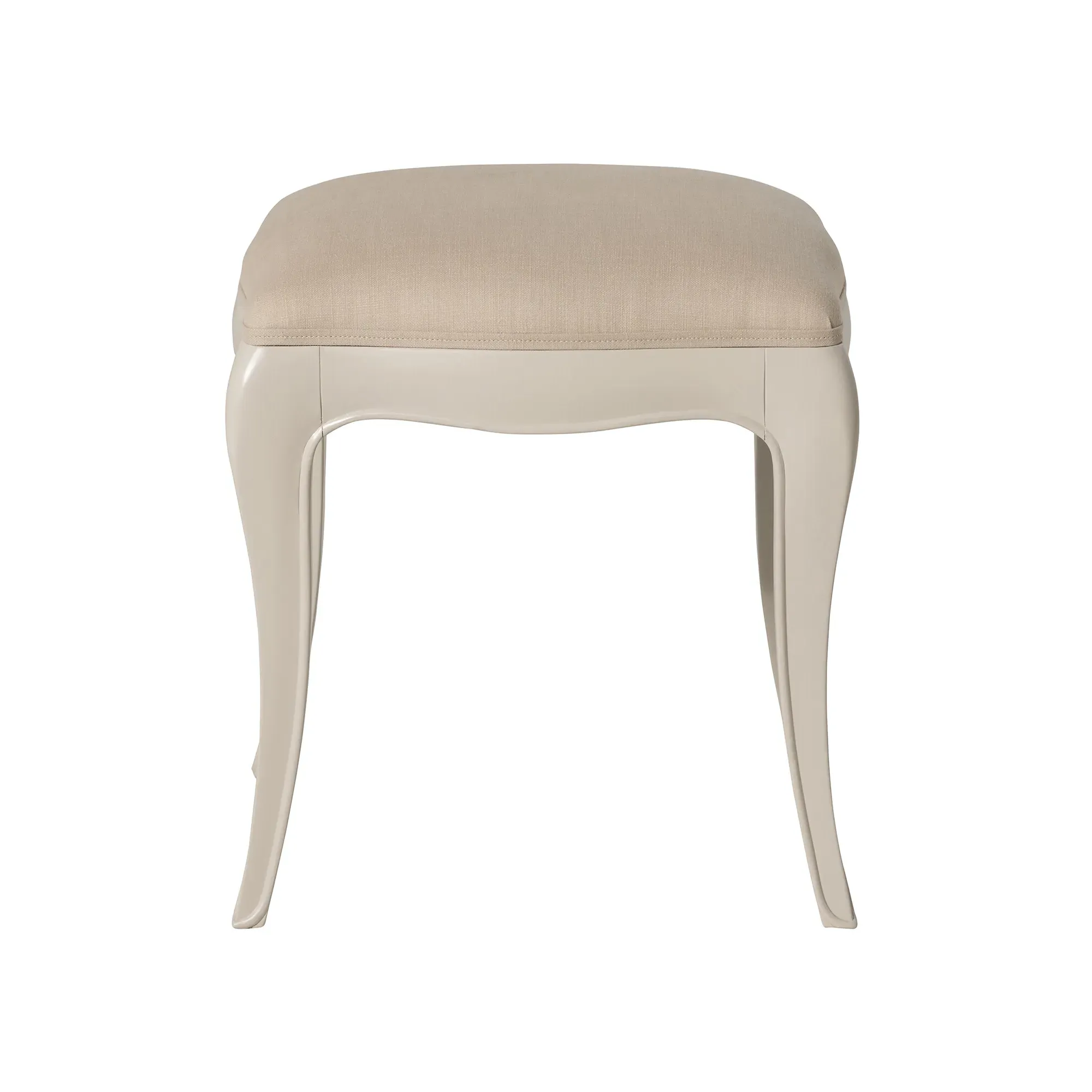 Calista Upholstered Stool - White, Mahogany