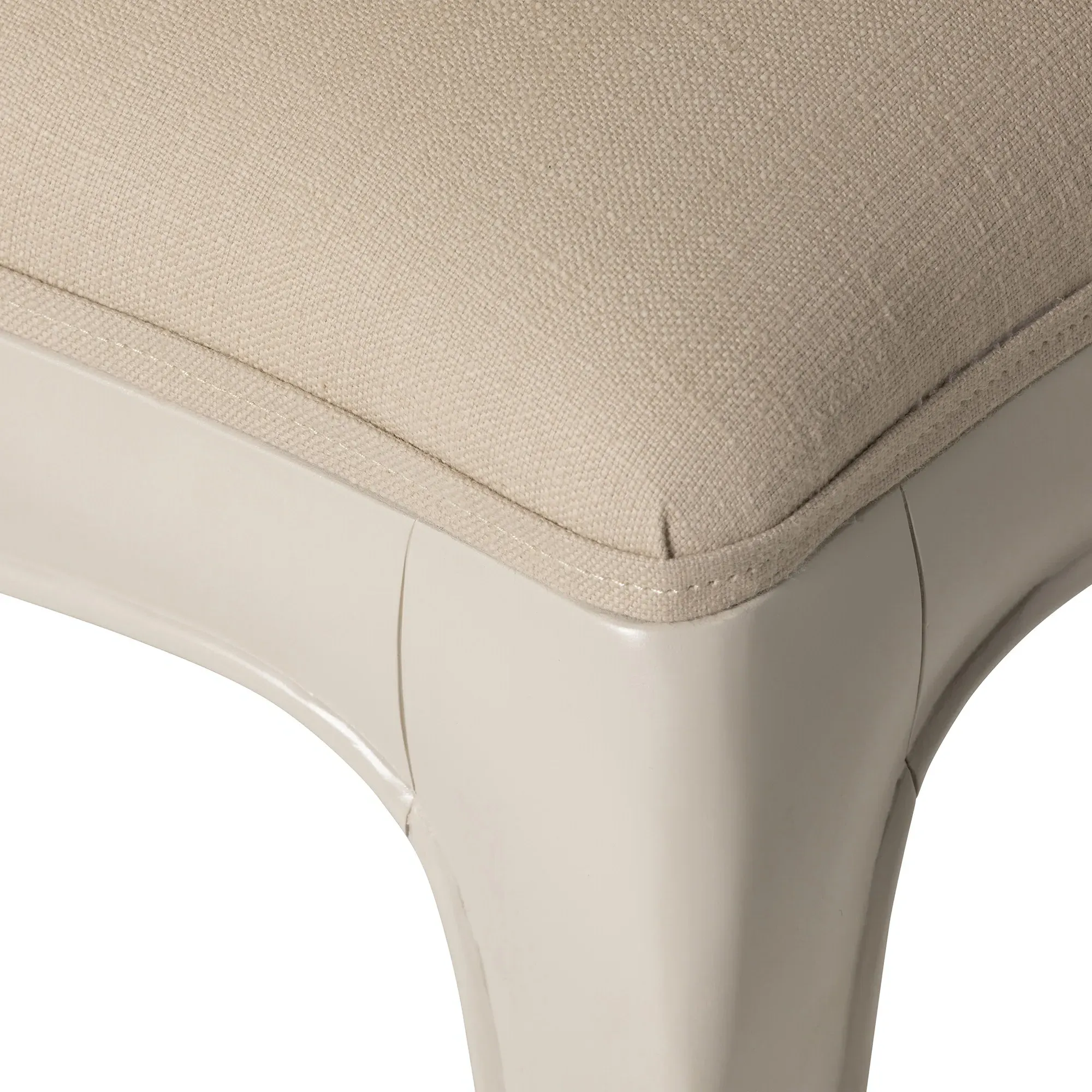Calista Upholstered Stool - White, Mahogany