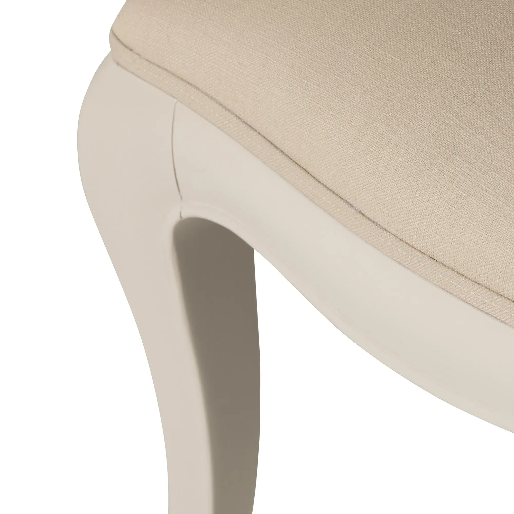 Calista Upholstered Stool - White, Mahogany