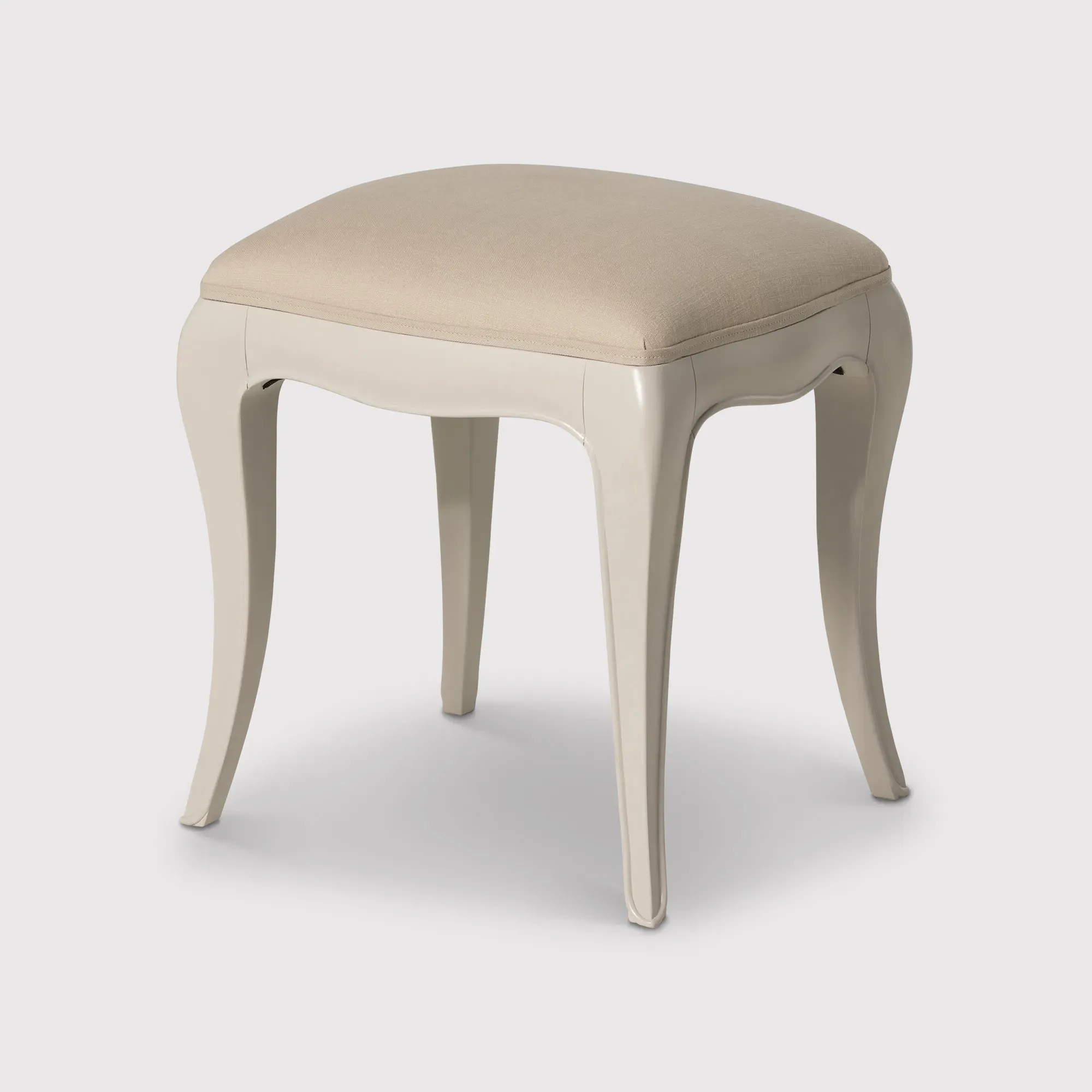 Calista Upholstered Stool - White, Mahogany image
