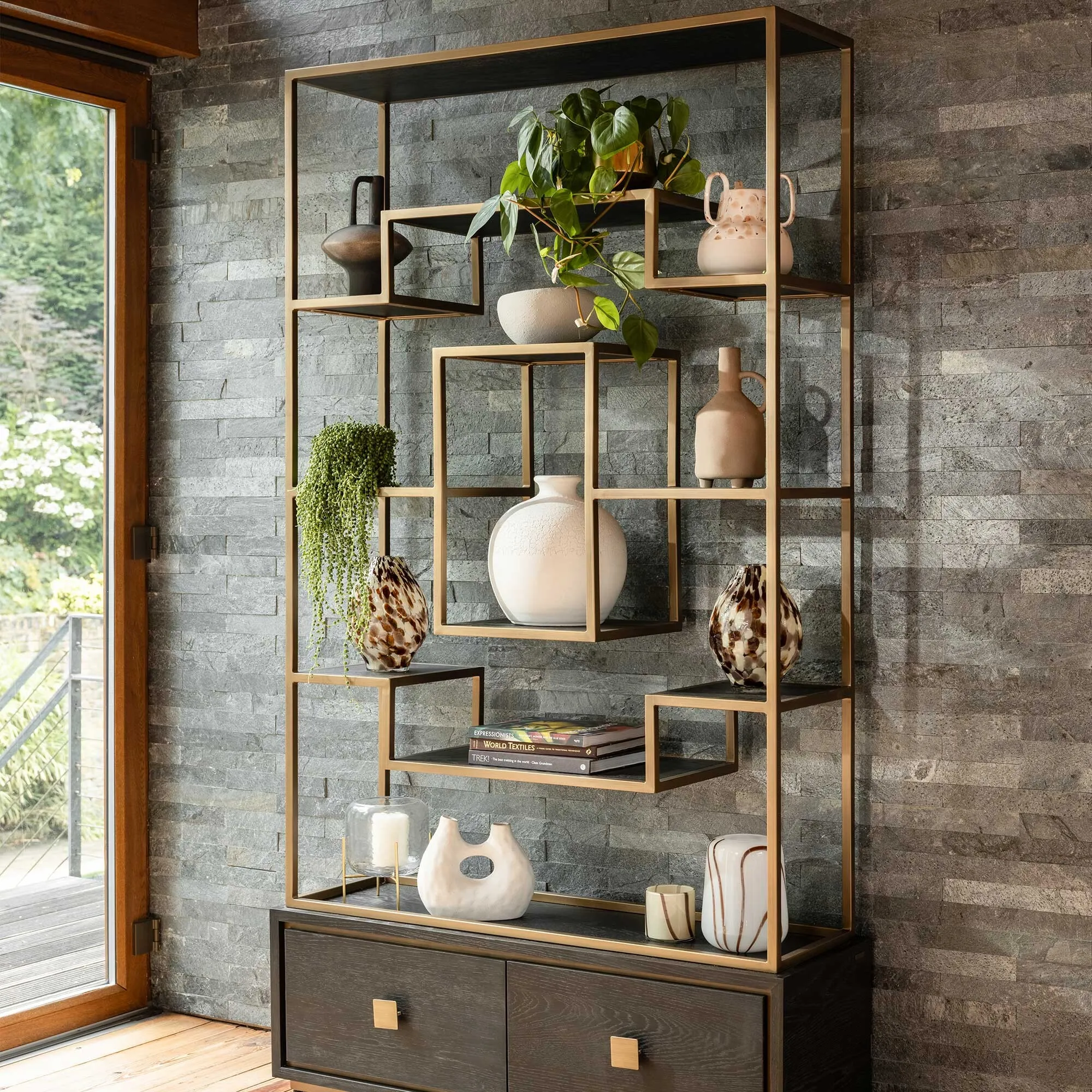 Cantha 2 Drawer Display Cabinet - Brown, Oak