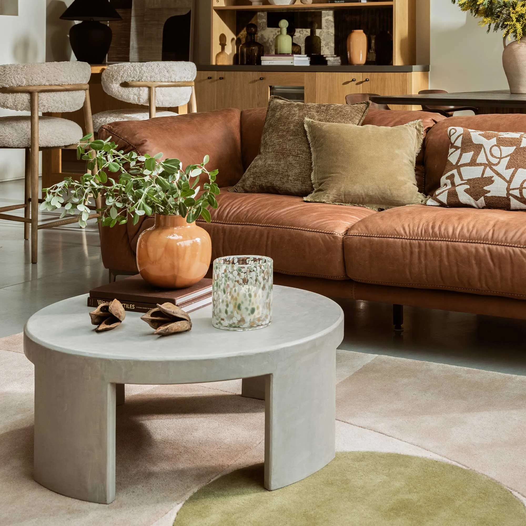 Capella Round Coffee Table Set of 2 - Grey, Pine