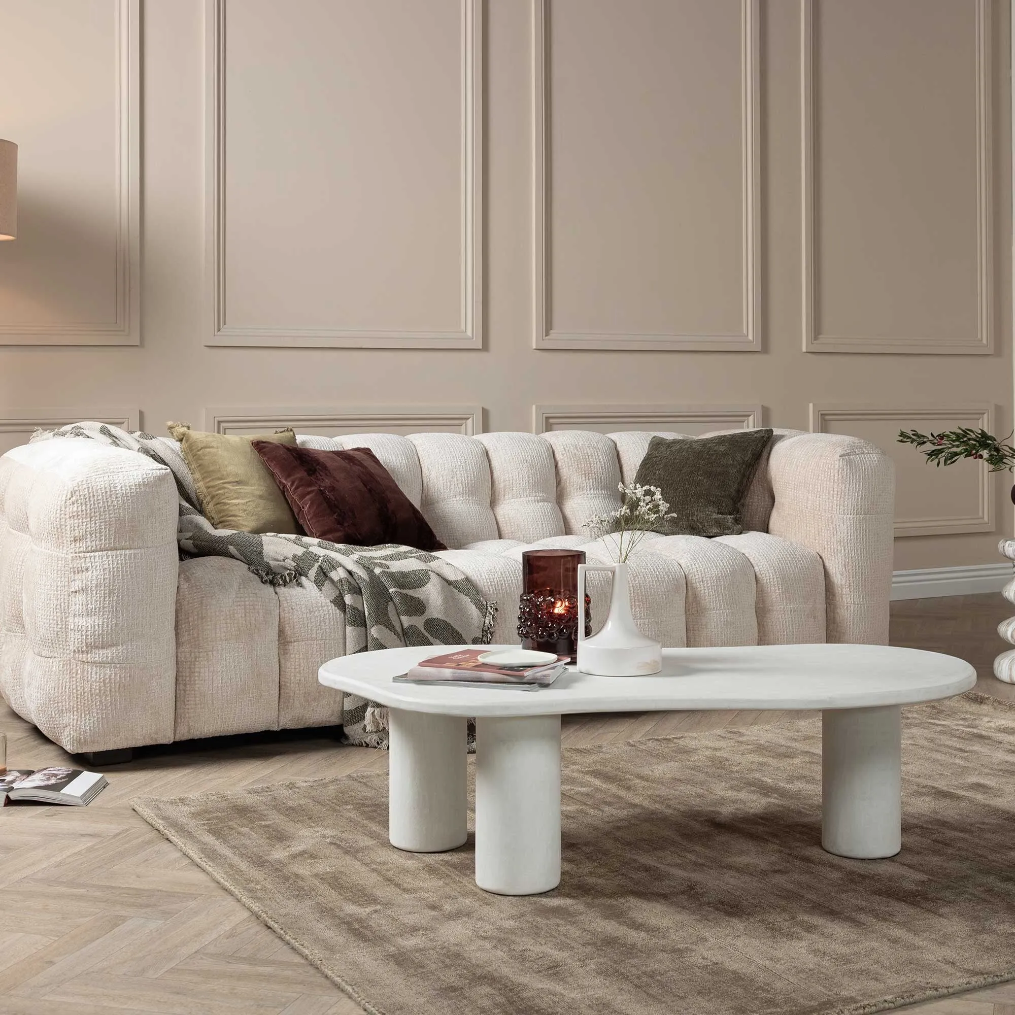 Capella Round Coffee Table - White, Pine