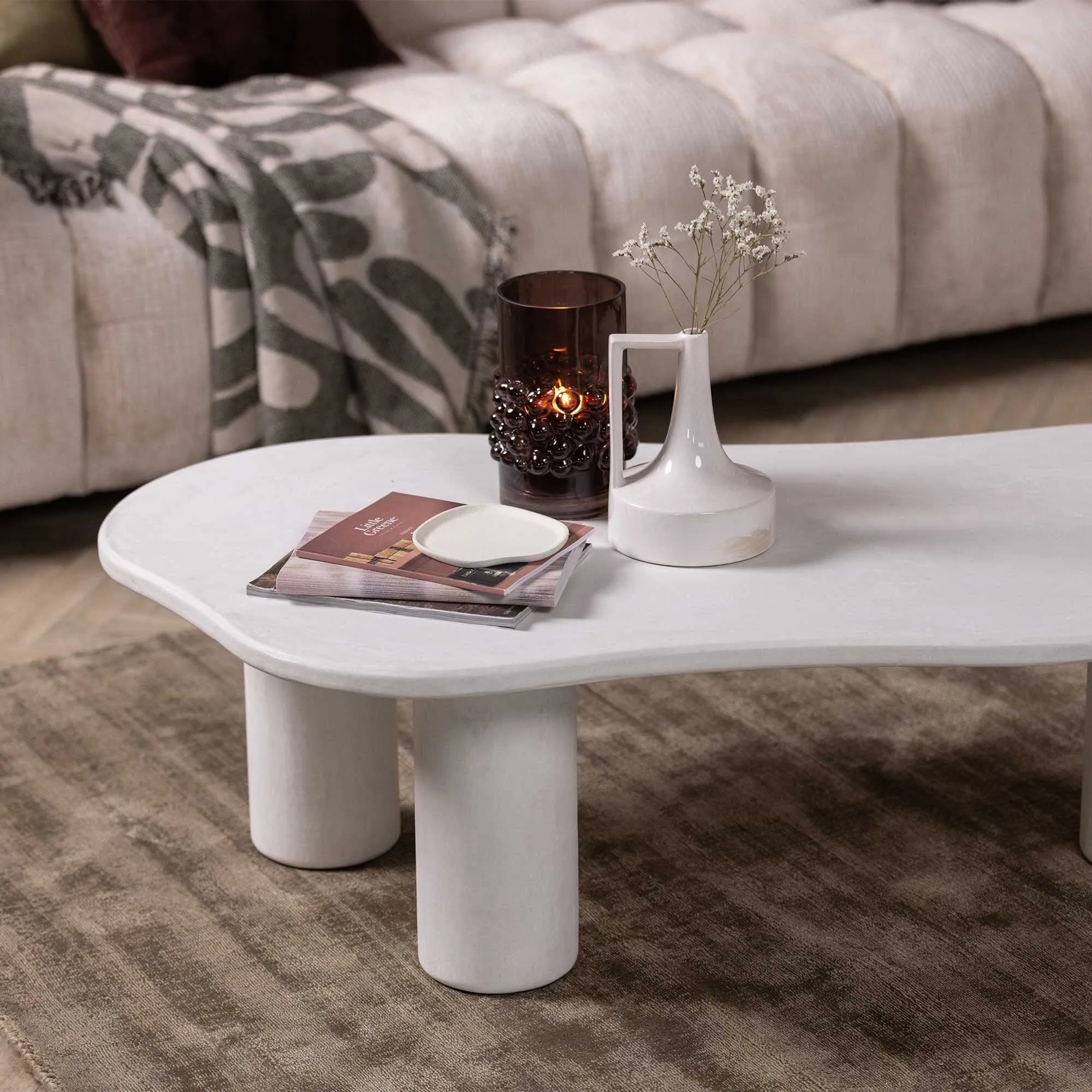 Capella Round Coffee Table - White, Pine
