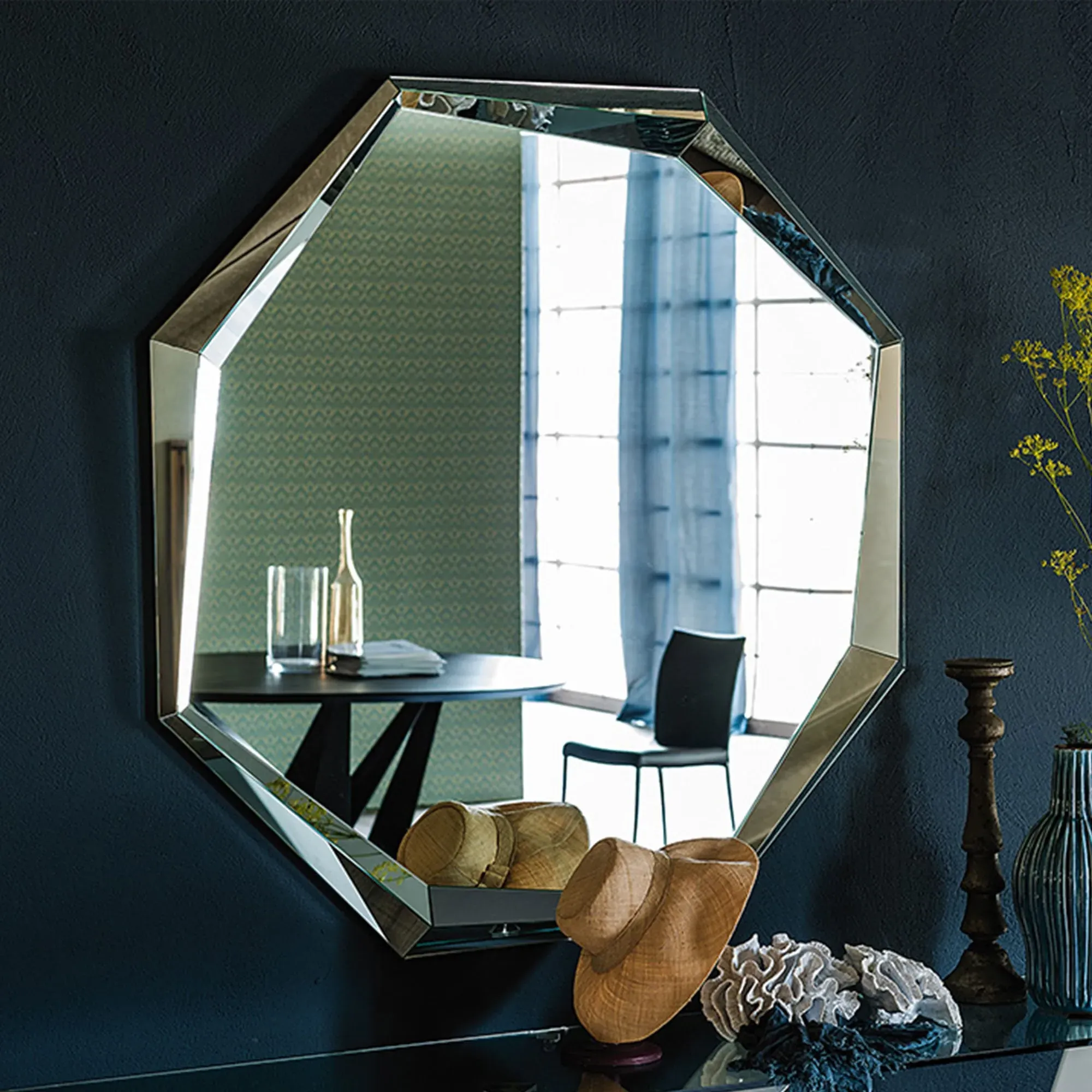 Cattelan Italia Emerald Round Wall Mirror - Grey, Glass