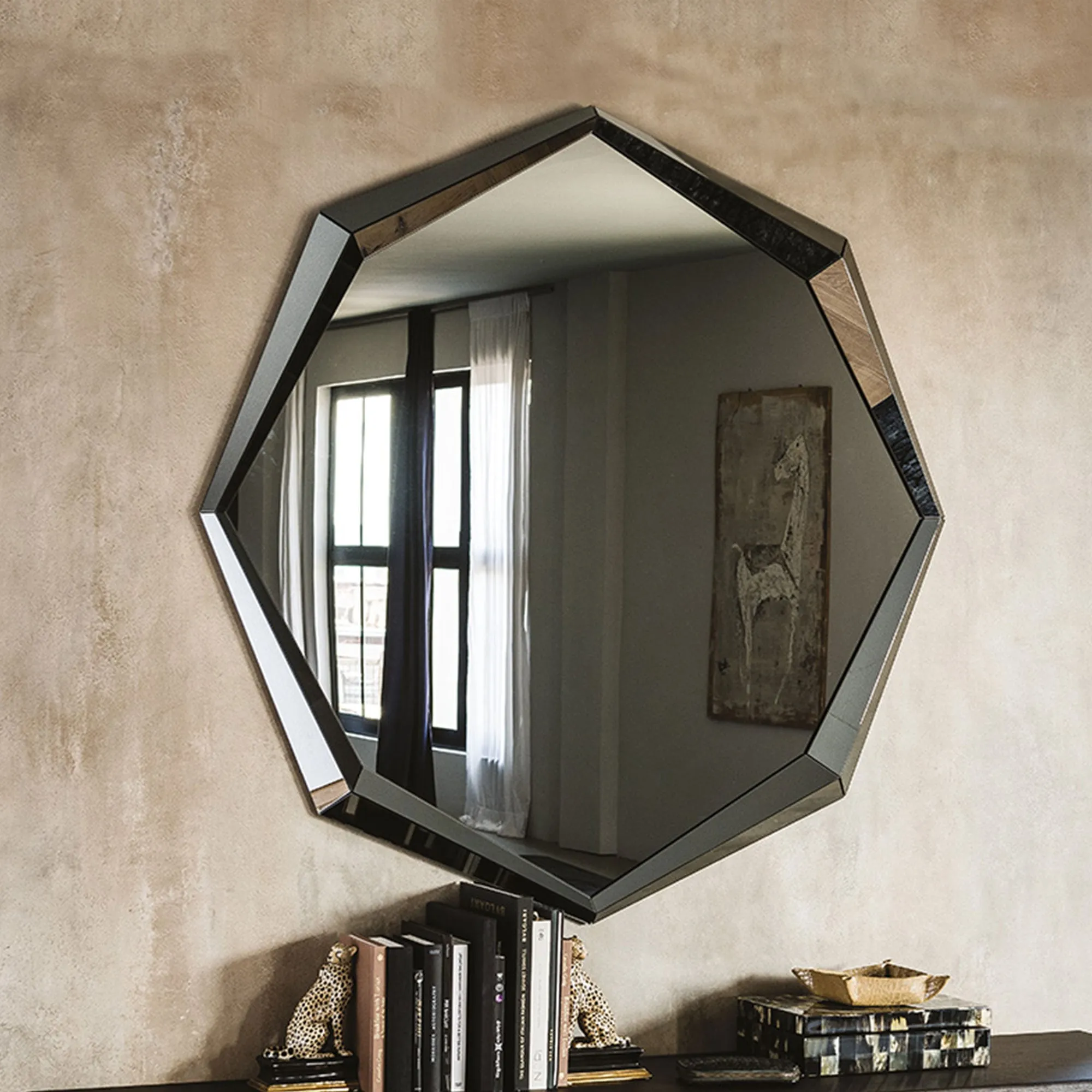 Cattelan Italia Emerald Round Wall Mirror - Grey, Glass