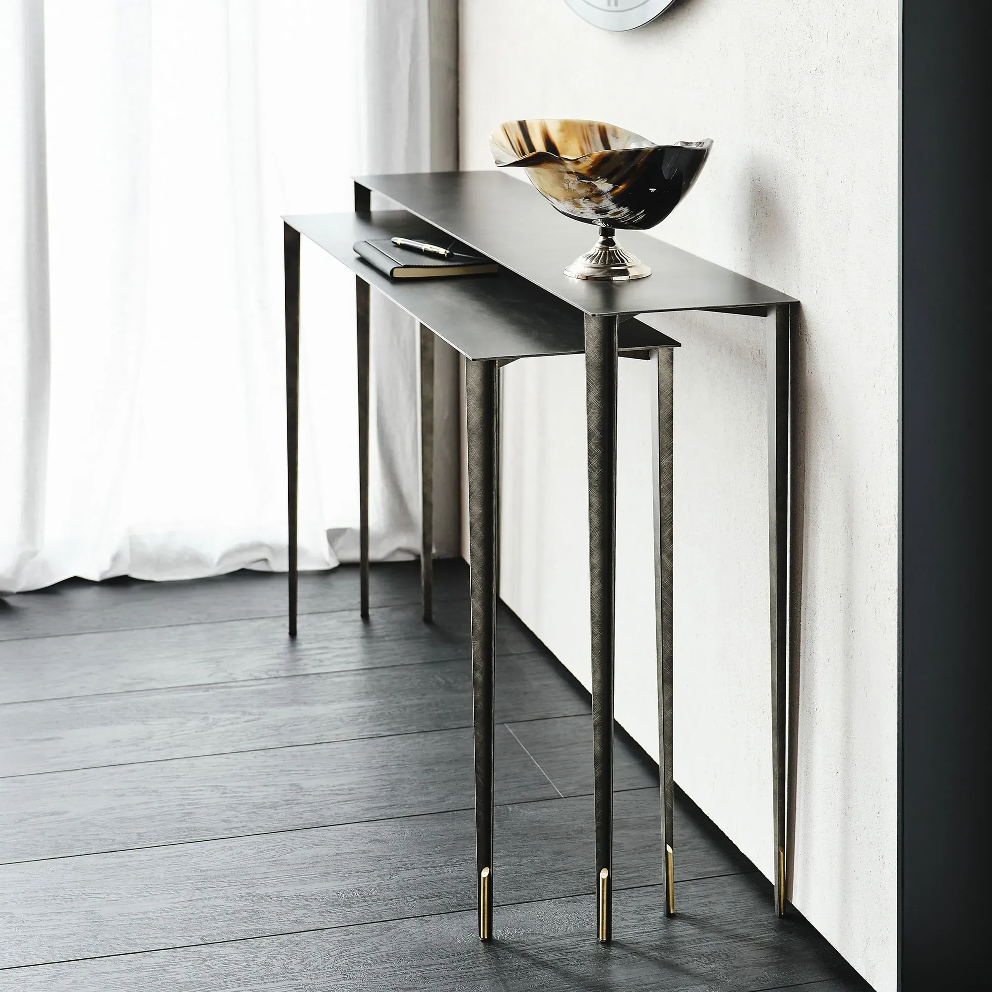 Cattelan Italia Etoile Set of 2 Console Tables - Grey, Wood