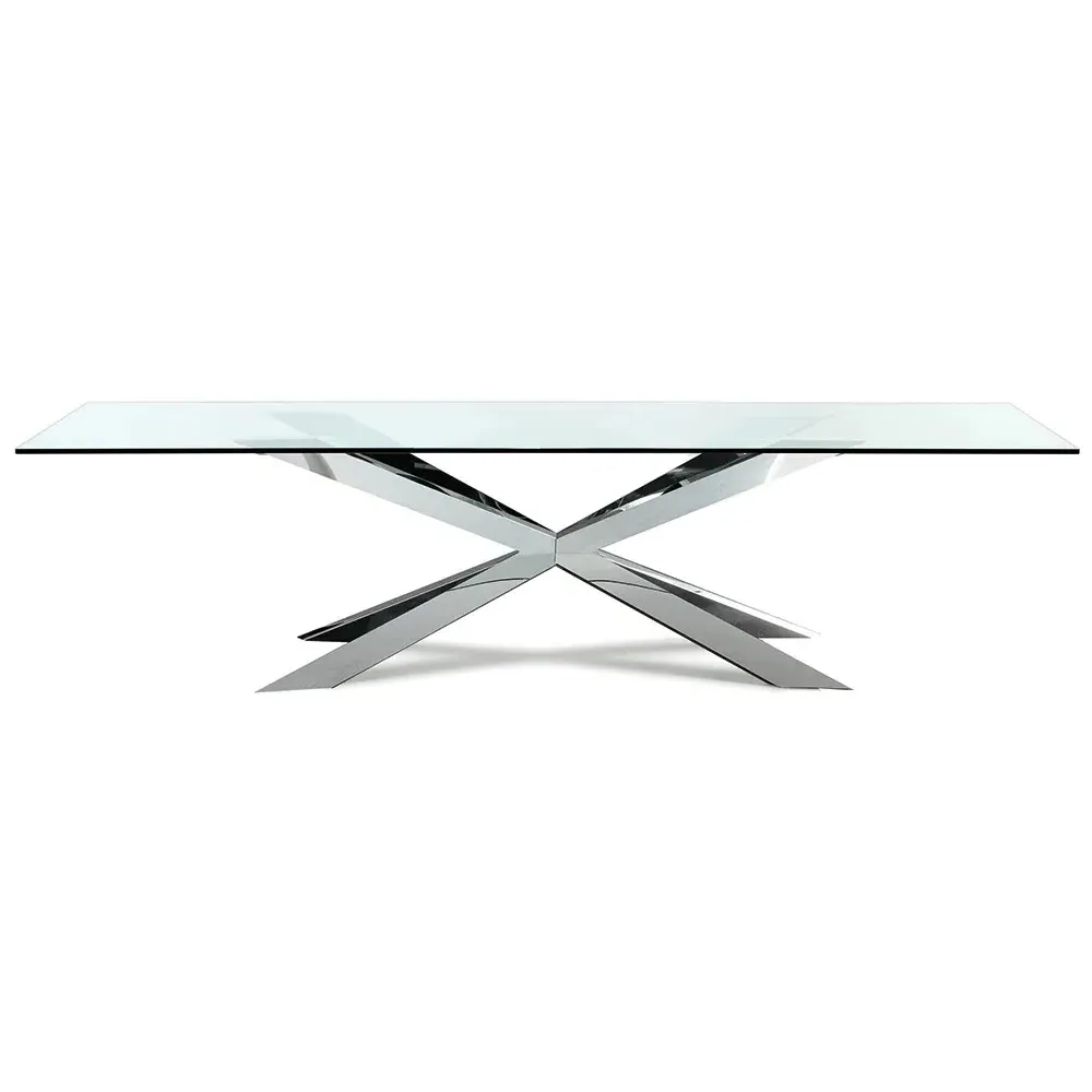 Cattelan Italia Spyder Dining Table - Silver, Glass