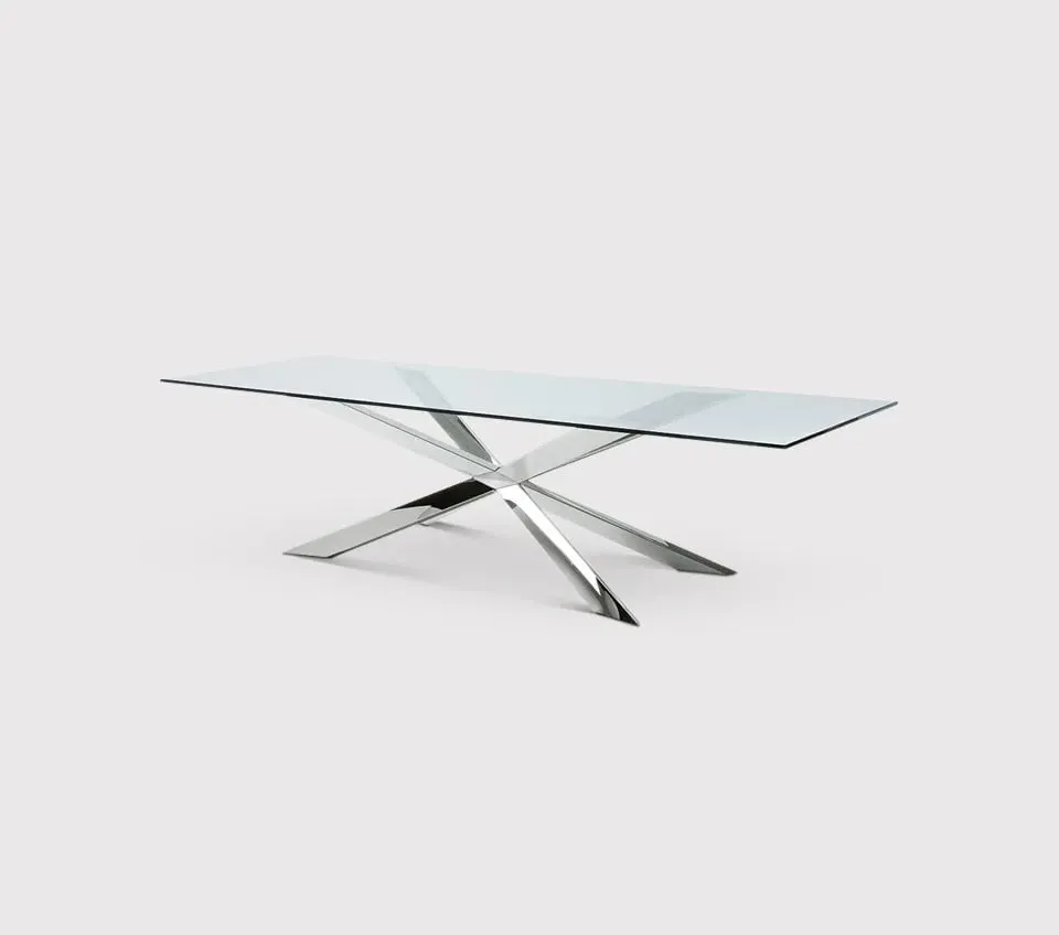 Cattelan Italia Spyder Dining Table - Silver, Glass