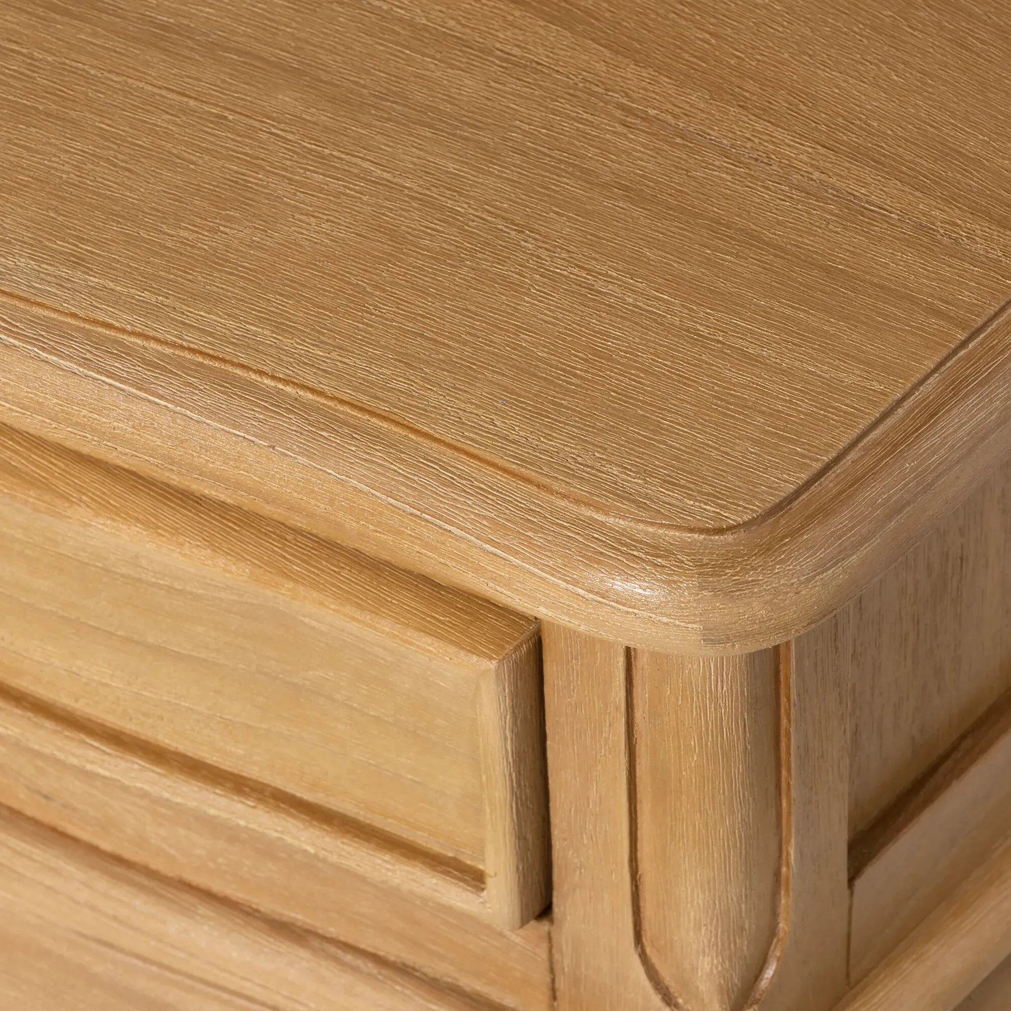 Cecile 1 Drawer Curved Leg Bedside Table - Neutral, Wood