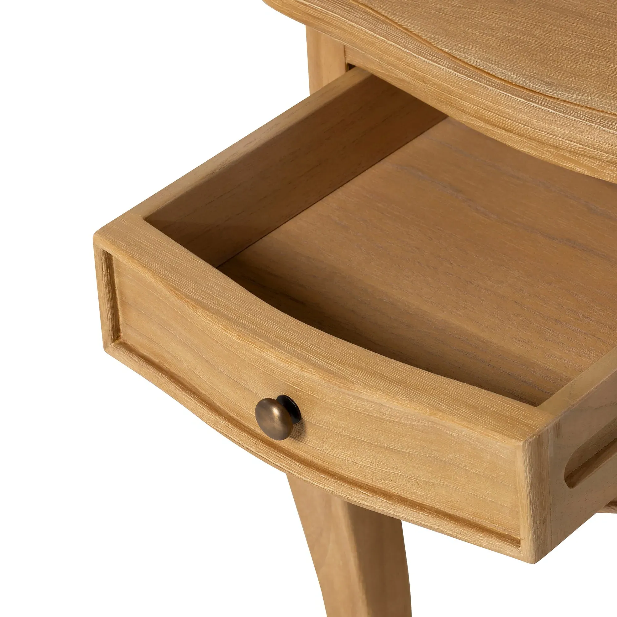 Cecile 1 Drawer Curved Leg Bedside Table - Neutral, Wood