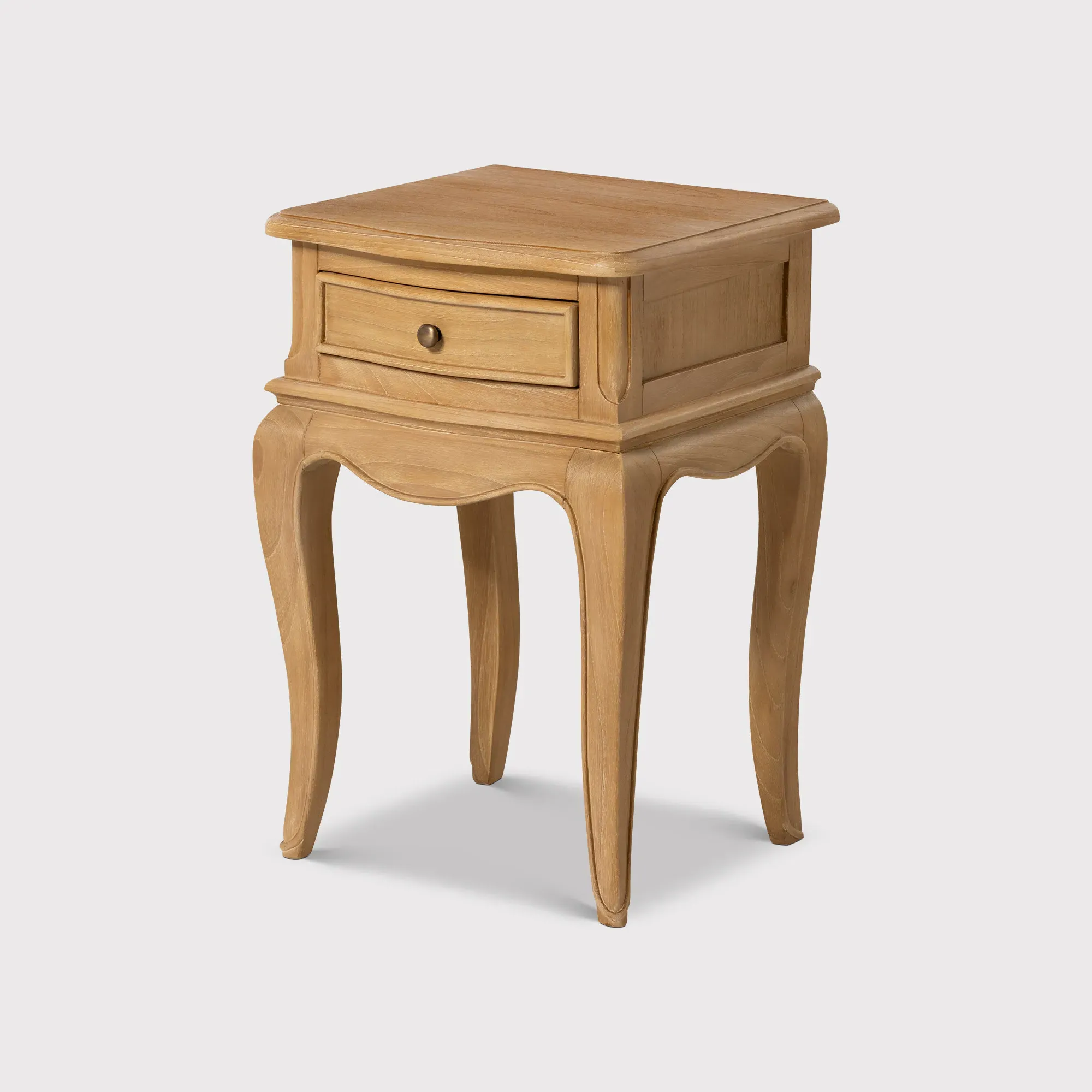 Cecile 1 Drawer Curved Leg Bedside Table - Neutral, Wood image