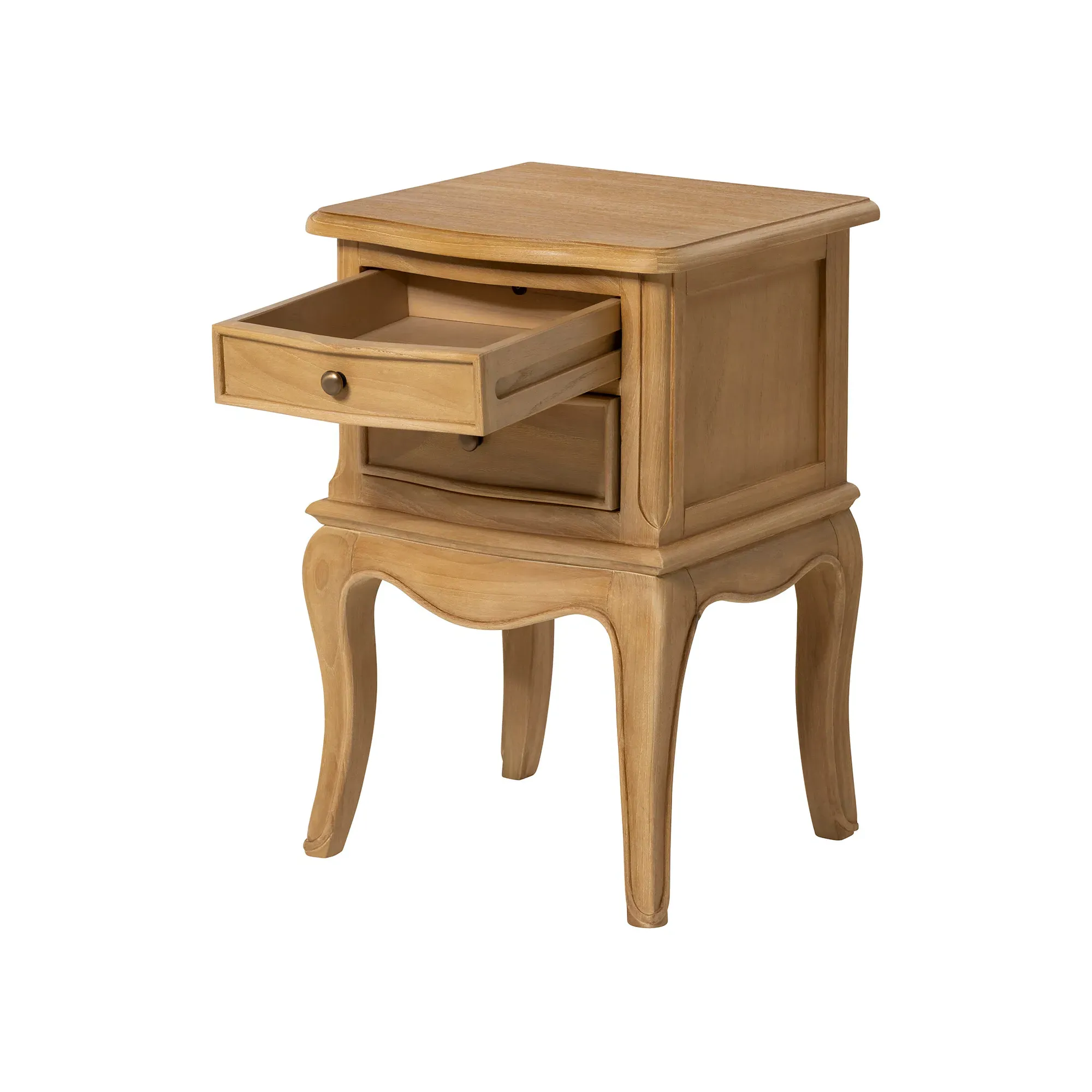 Cecile 2 Drawer Bedside Table - Neutral, Mindi Wood