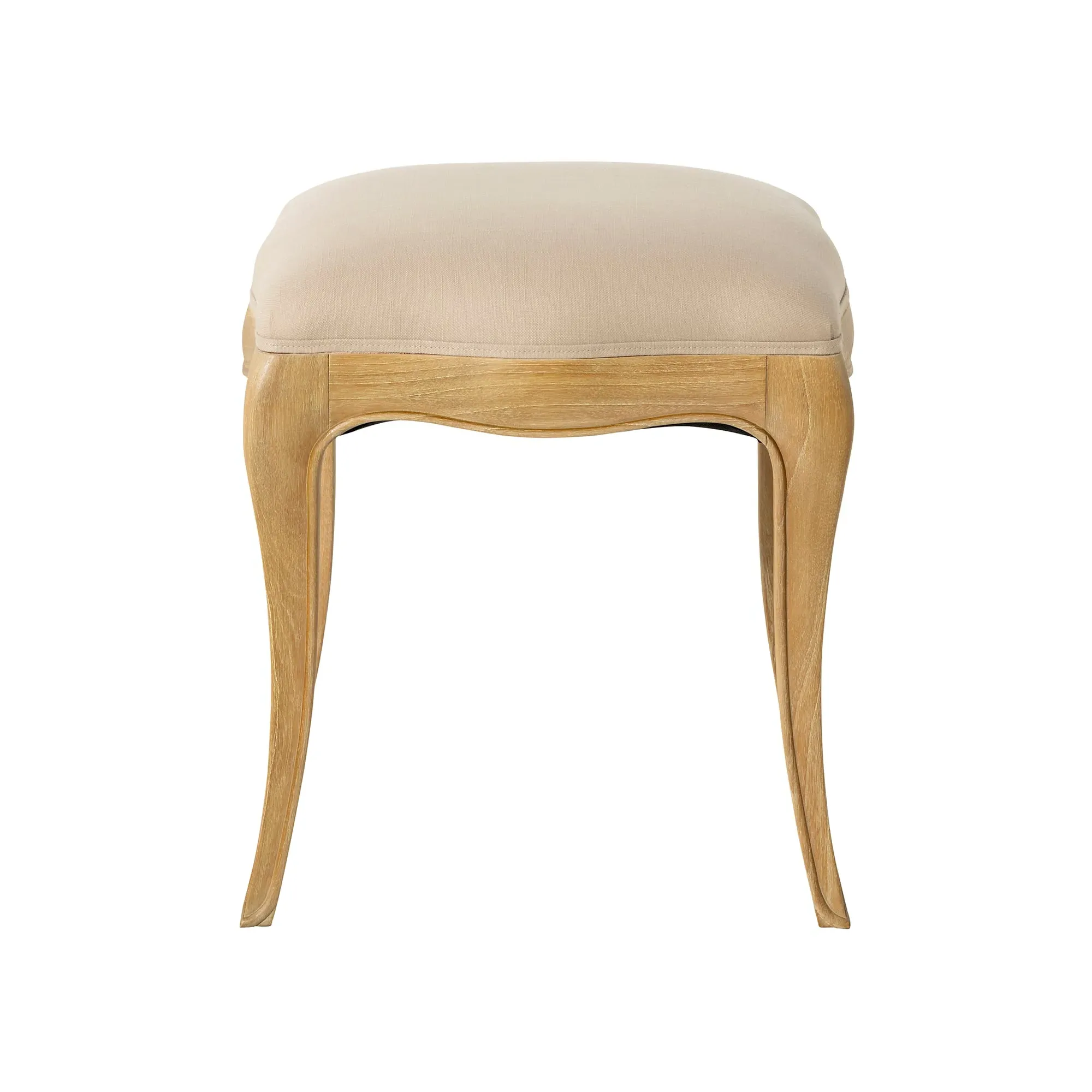 Cecile Upholstered Stool - Neutral, Mindi Wood