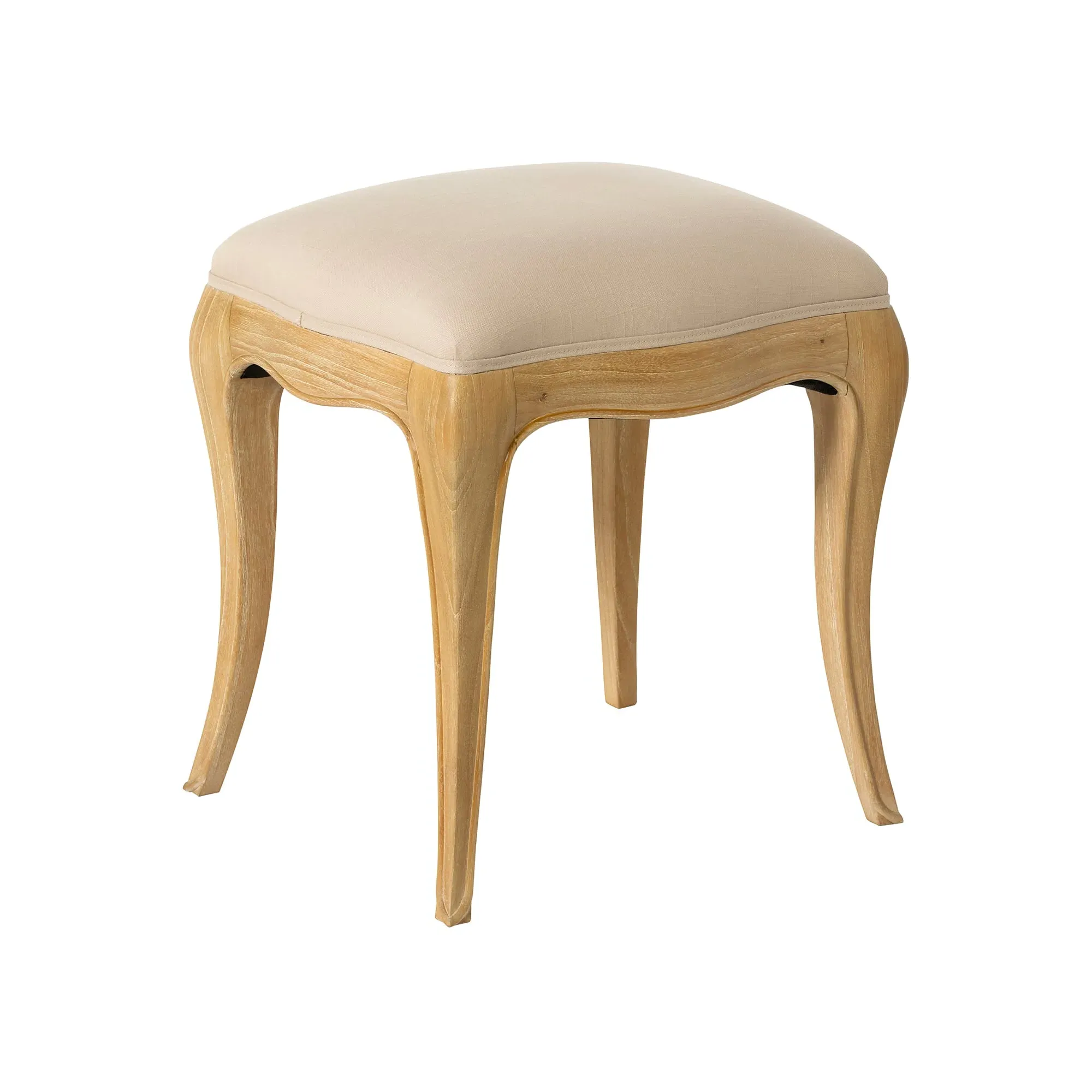 Cecile Upholstered Stool - Neutral, Mindi Wood