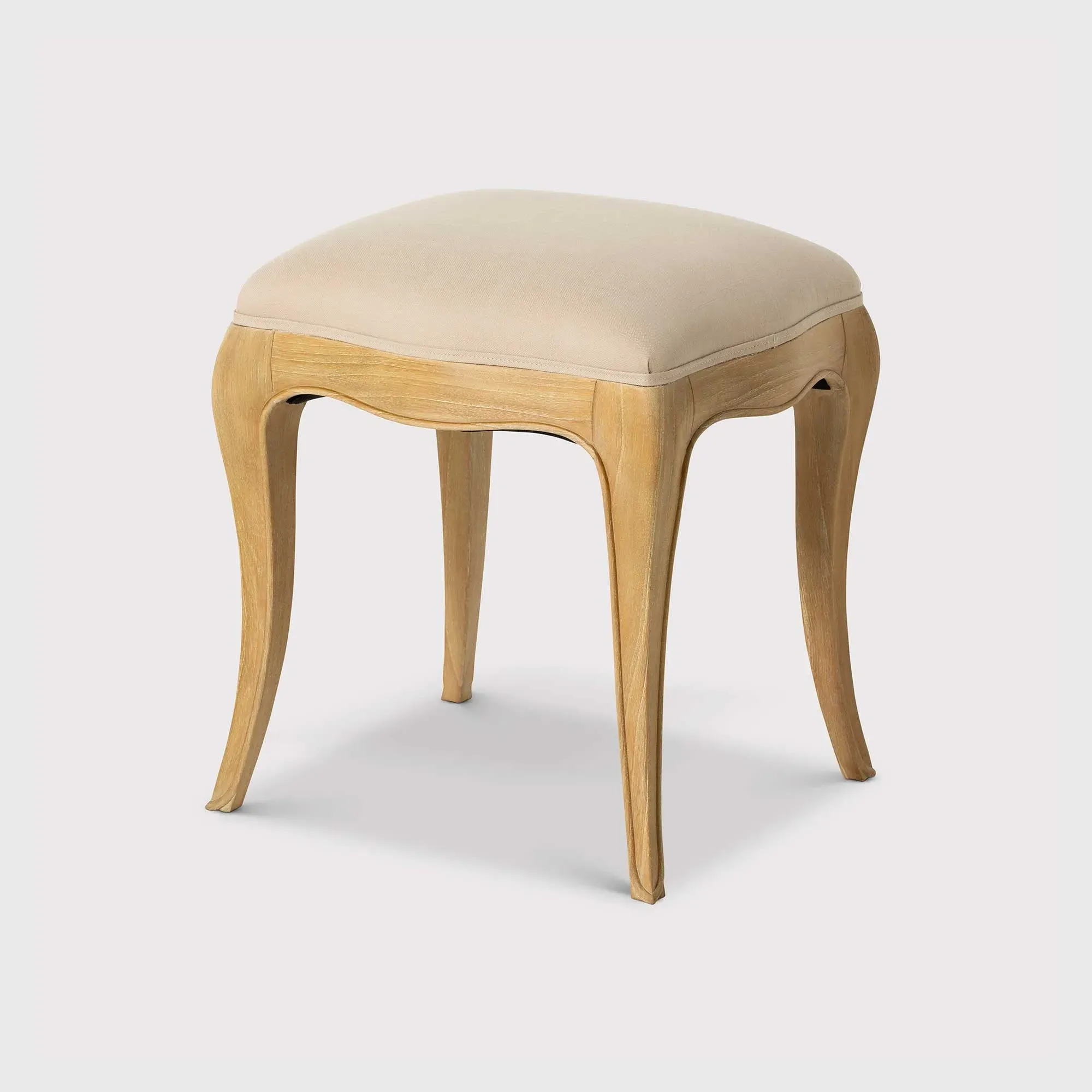 Cecile Upholstered Stool - Neutral, Mindi Wood