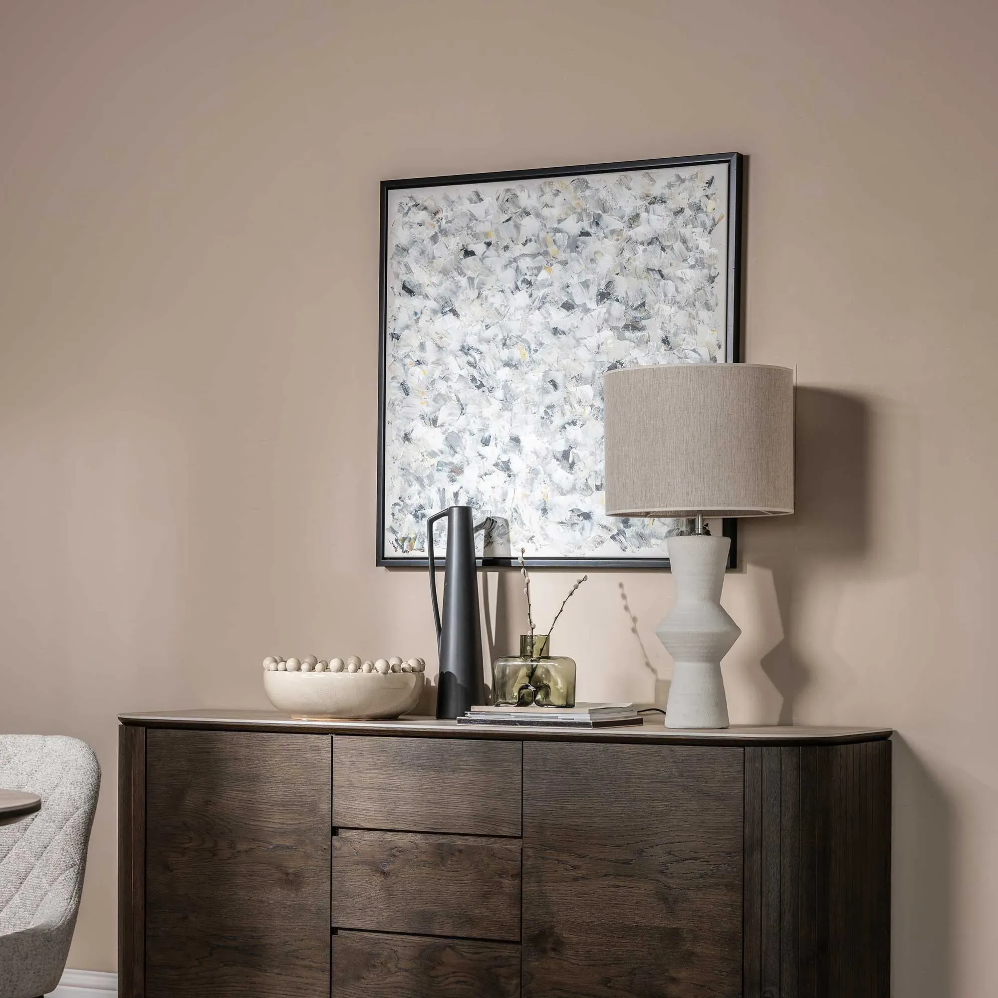 Ceramic Shaped Table Lamp - White