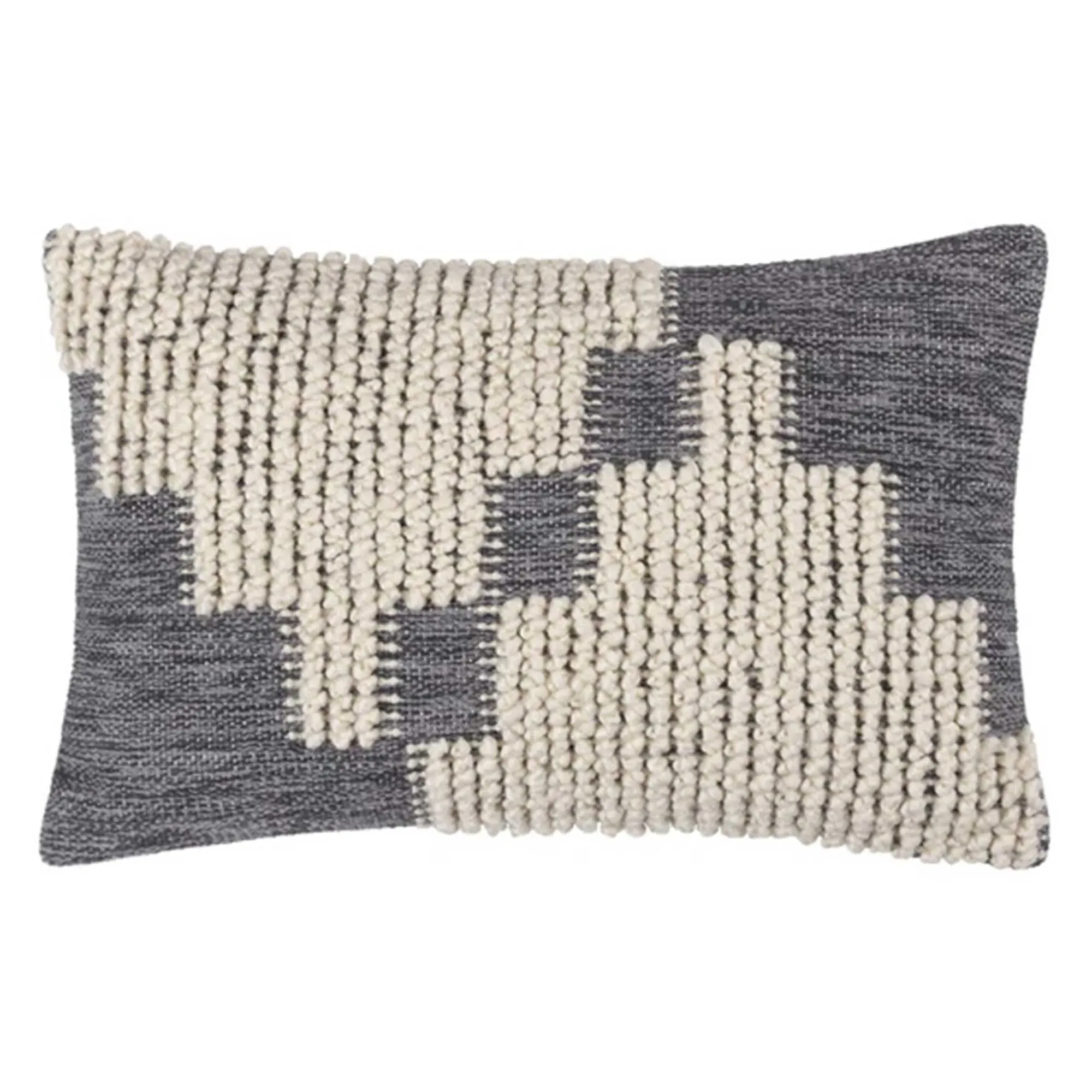 Charcoal Woven Knot Square Cushion - Grey, Cotton