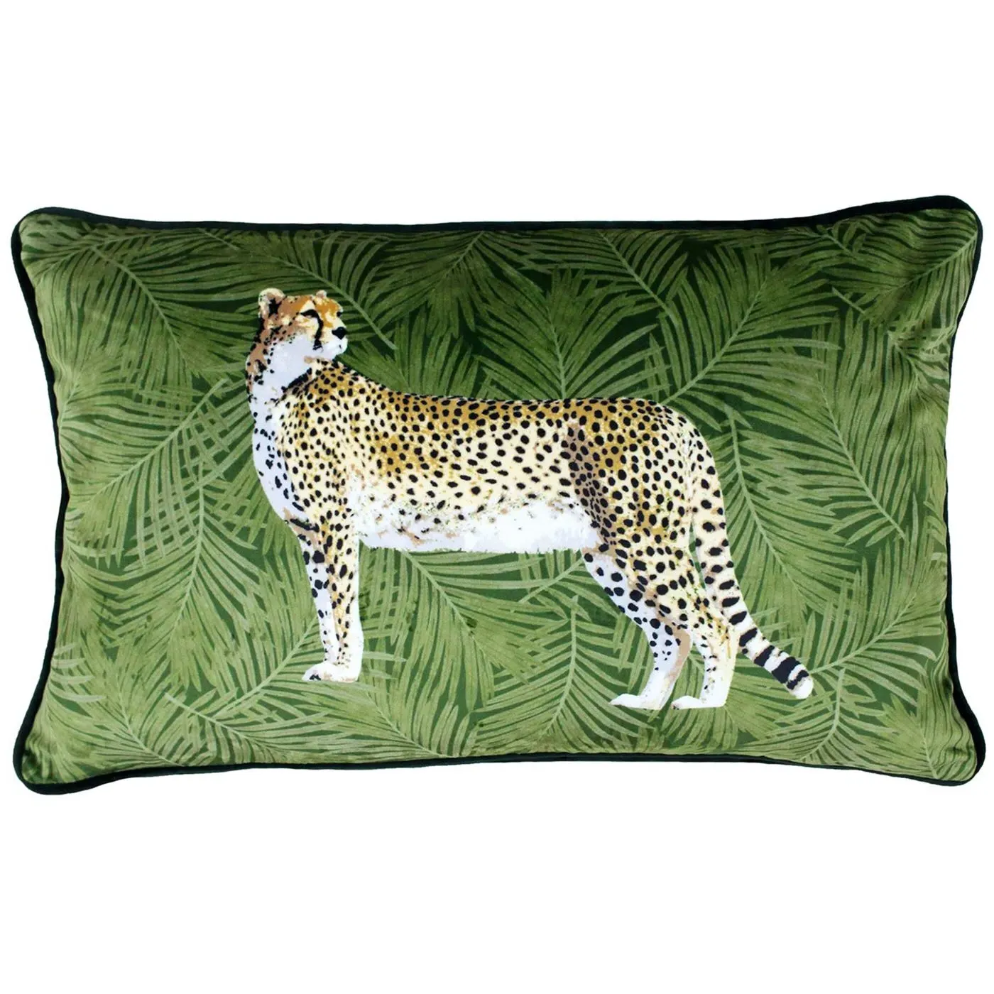 Cheetah Square Cushion - Green, Fabric image