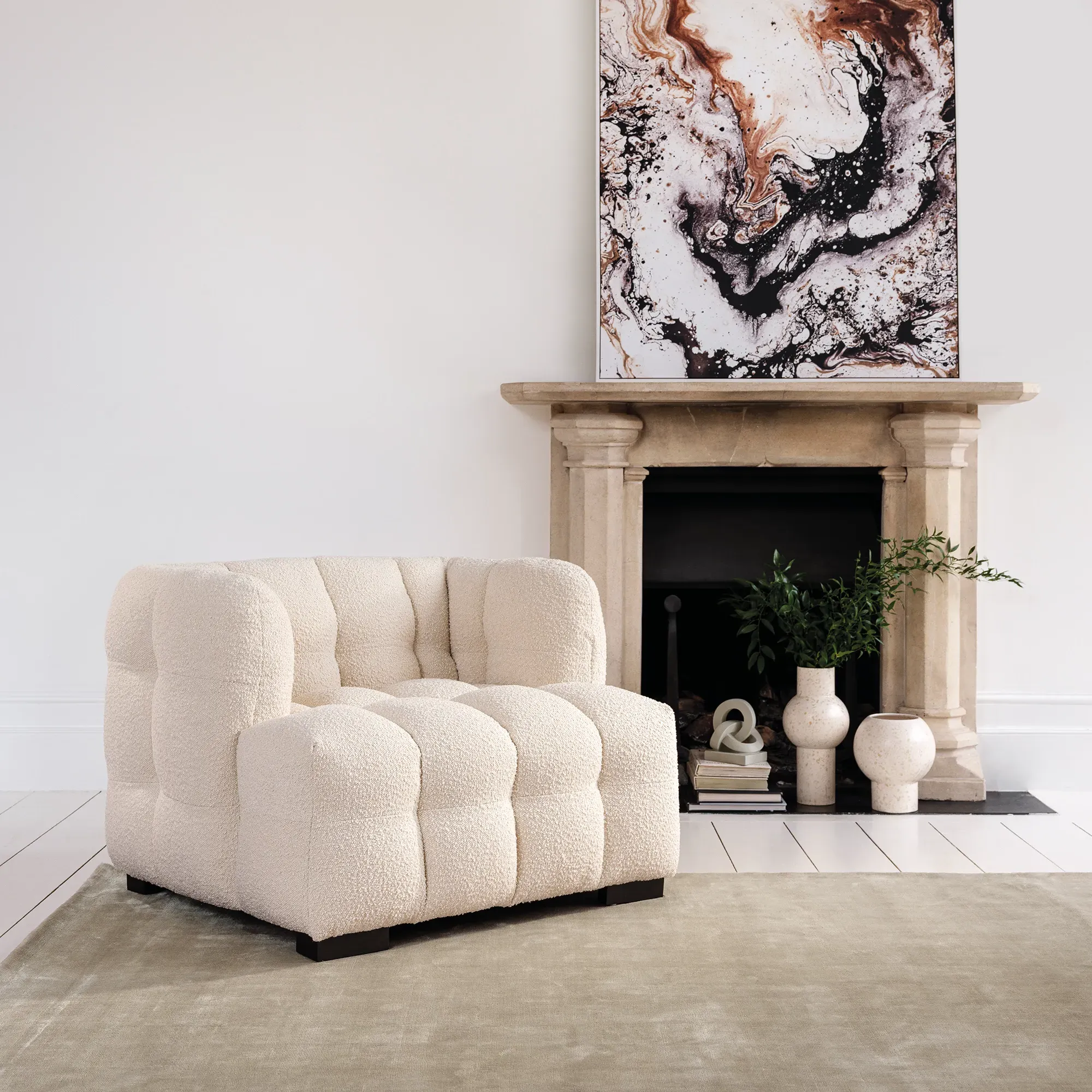 Chrome Square Rug - Latte, Viscose