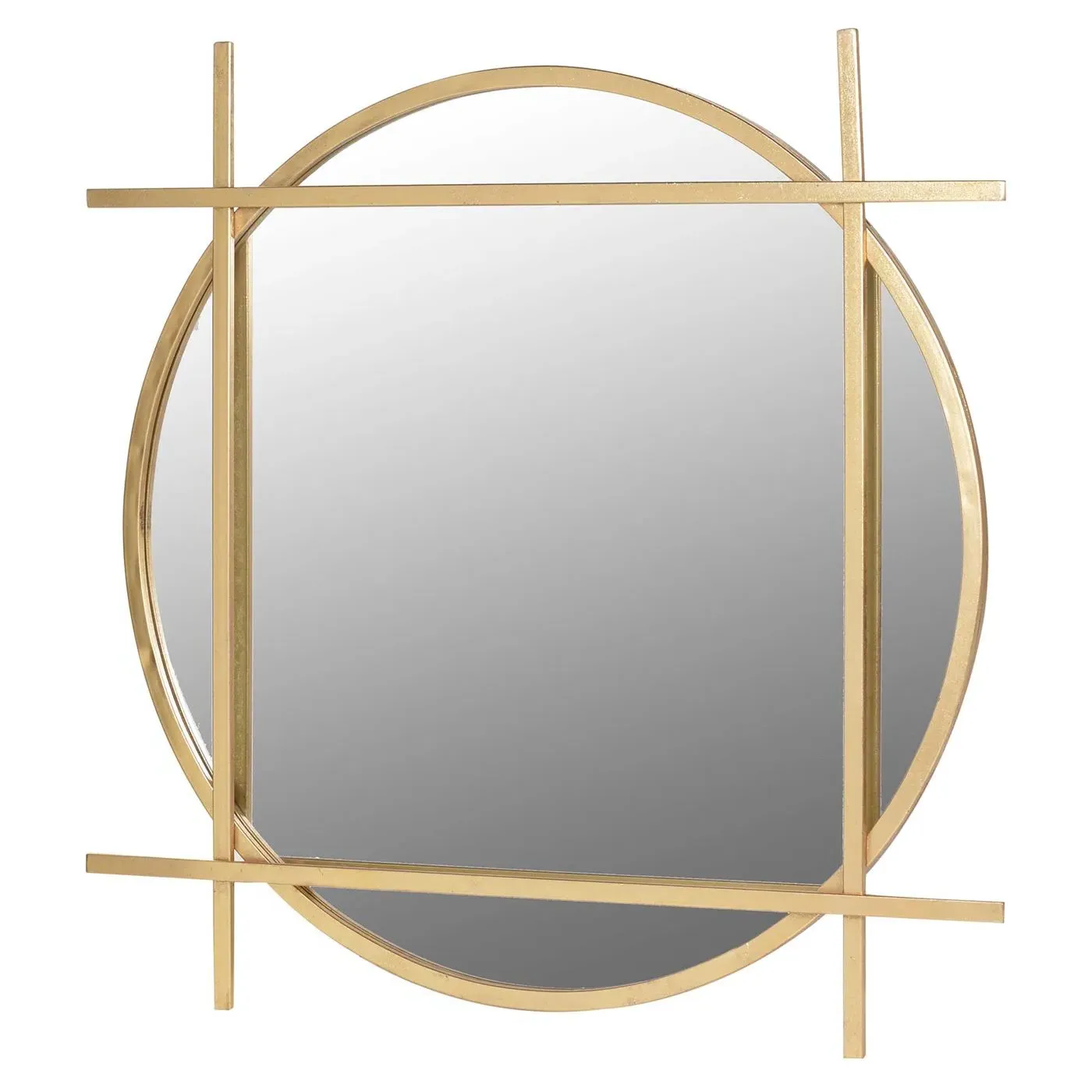 Circle Square Round Wall Mirror - Gold, Metal