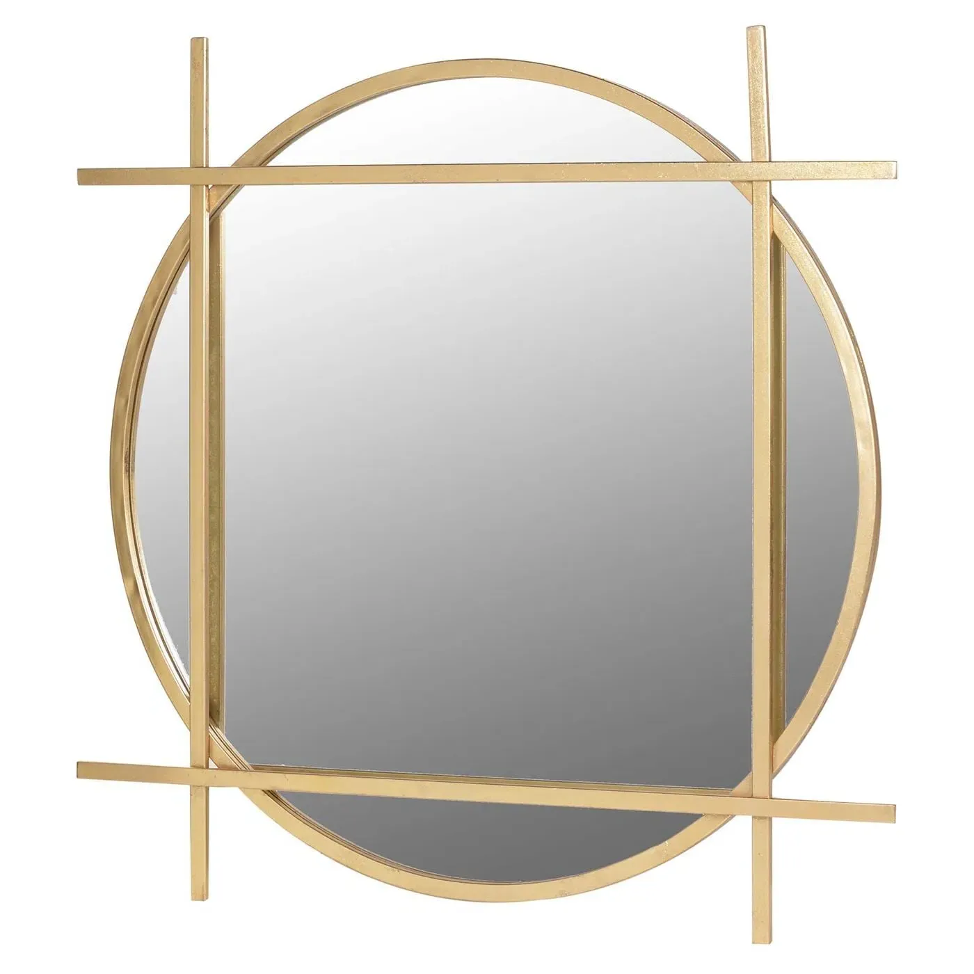 Circle Square Round Wall Mirror - Gold, Metal