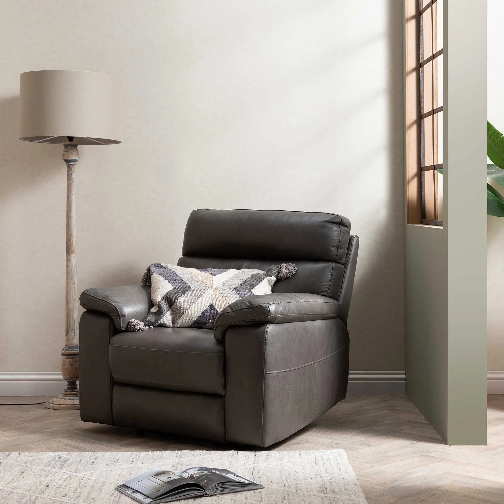 Clark Power Motion Armchair with Headrest - Grey