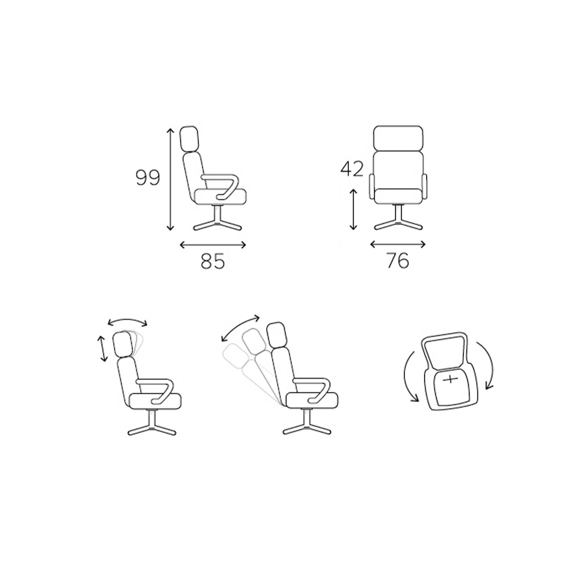 Conform Style Quattro Swivel Armchair - Brown, Leather