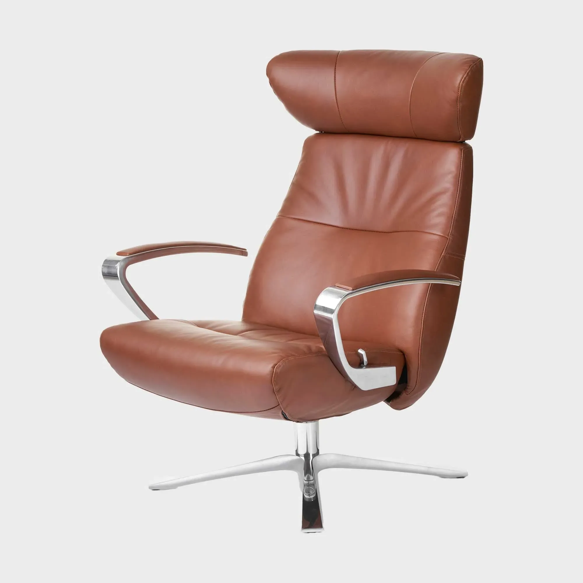 Conform Style Quattro Swivel Armchair - Brown, Leather