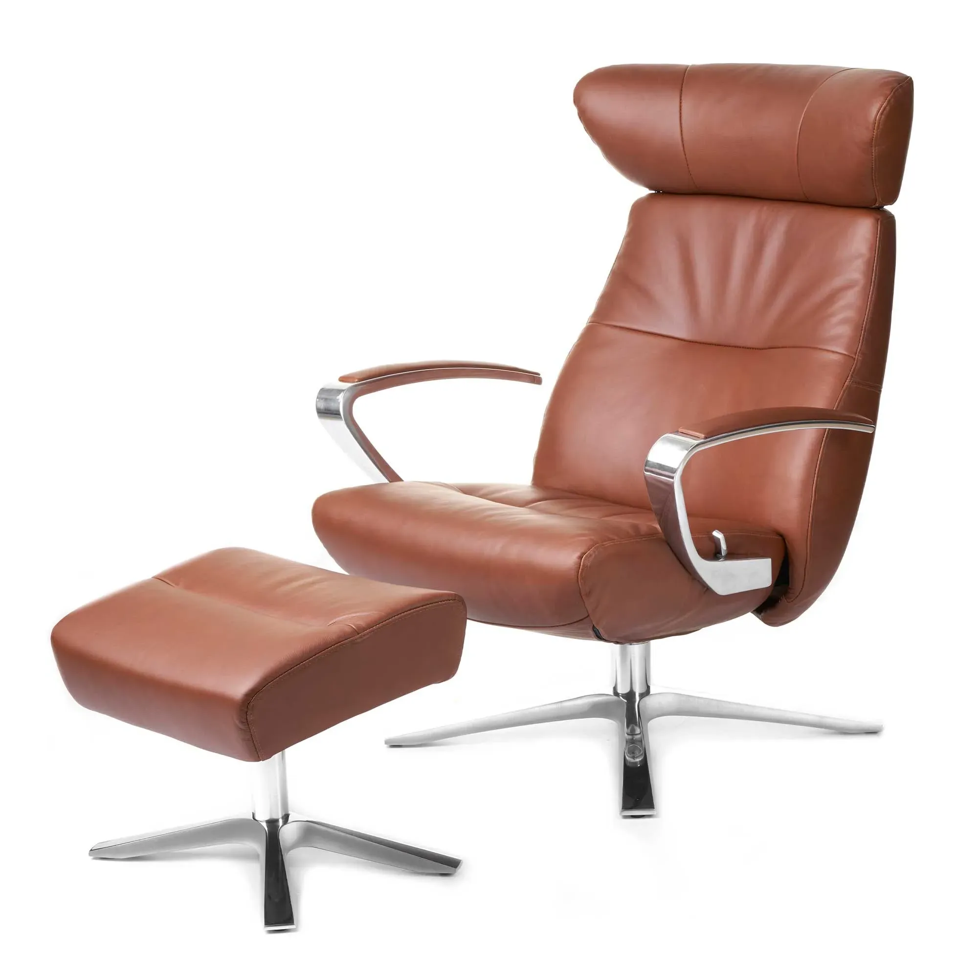 Conform Style Quattro X-Foot Footstool - Brown, Leather