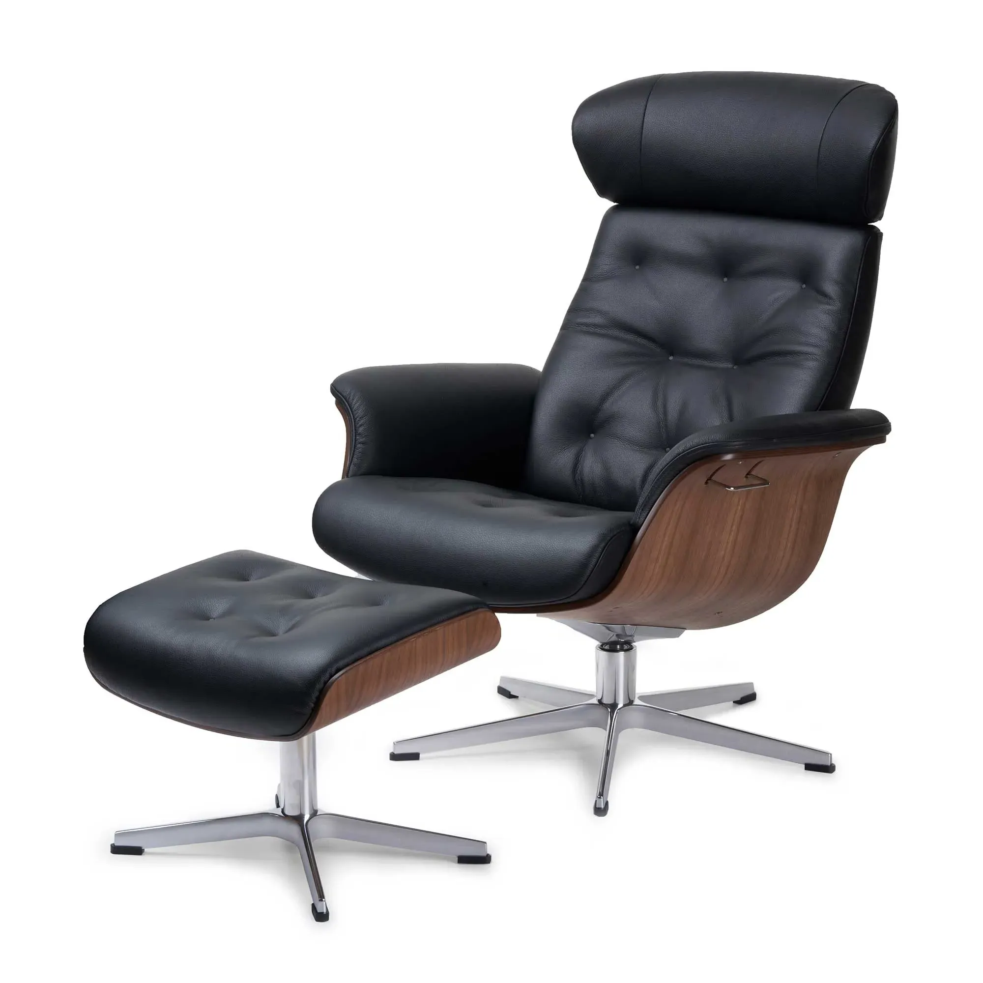 Conform Timeout Button Stitched X-Footstool - Black, Leather