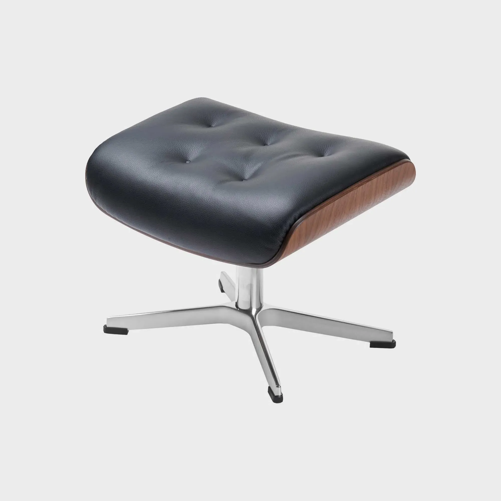 Conform Timeout Button Stitched X-Footstool - Black, Leather image