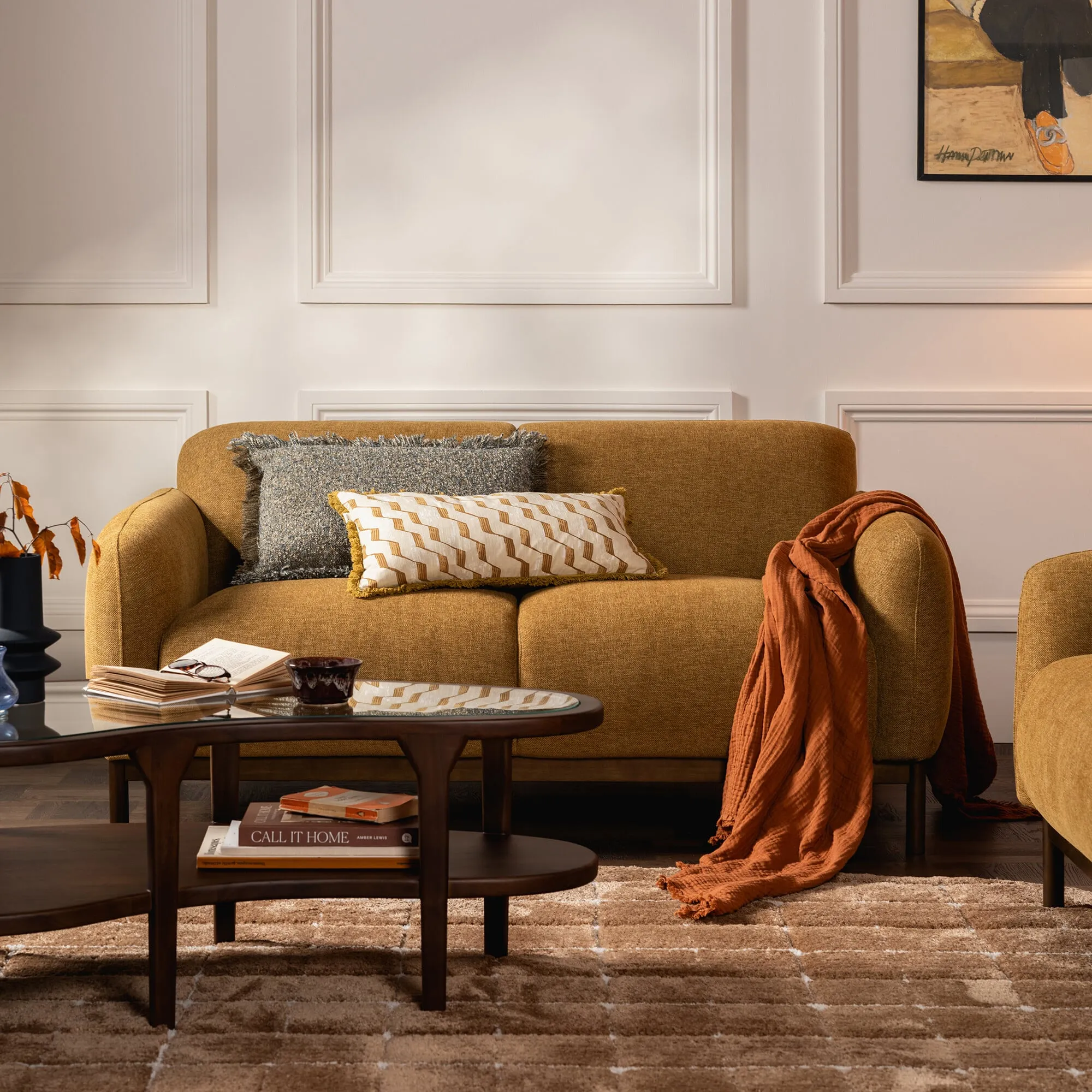 Connie 2-Seater Sofa - Yellow, Fabric