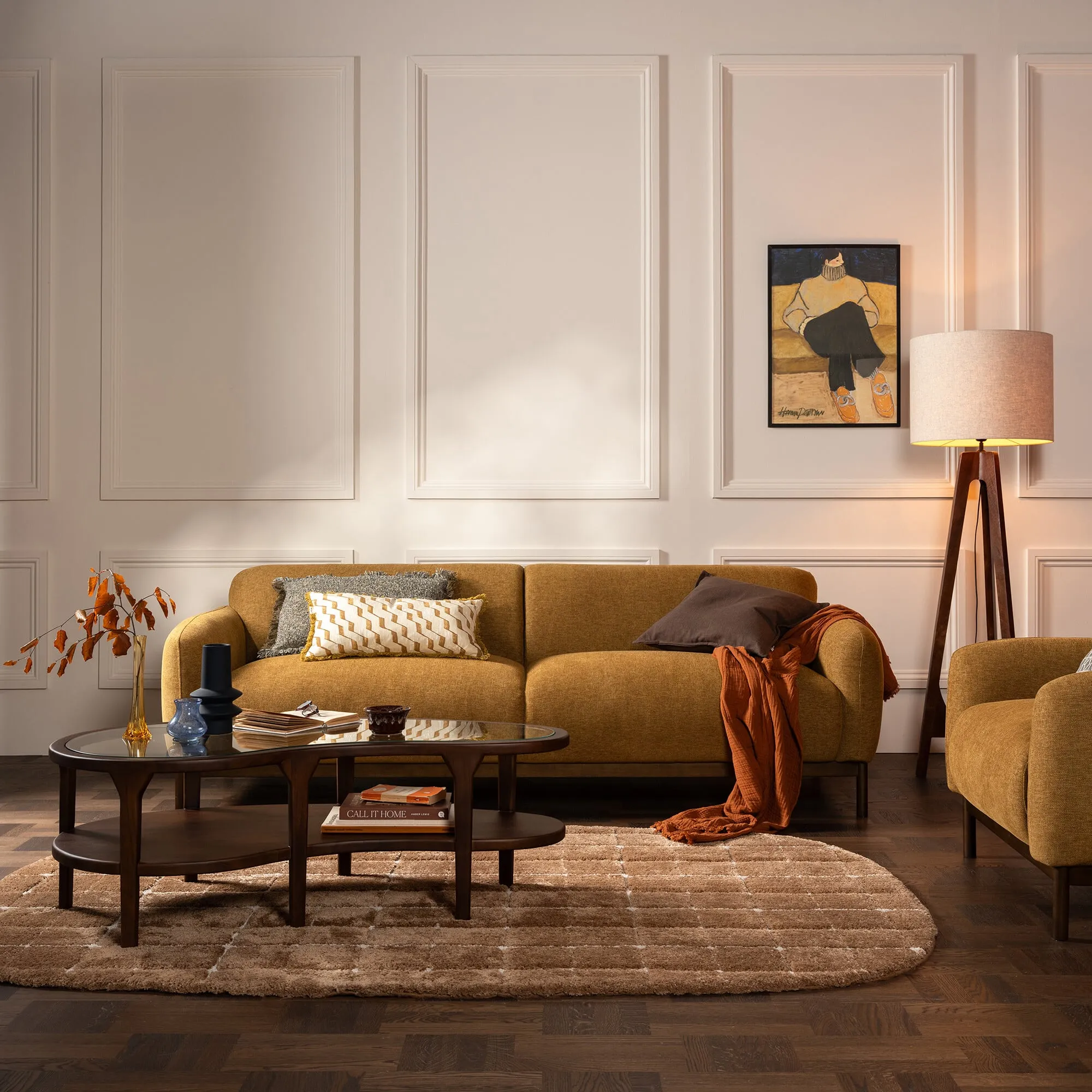 Connie 3-Seater Sofa - Yellow, Fabric