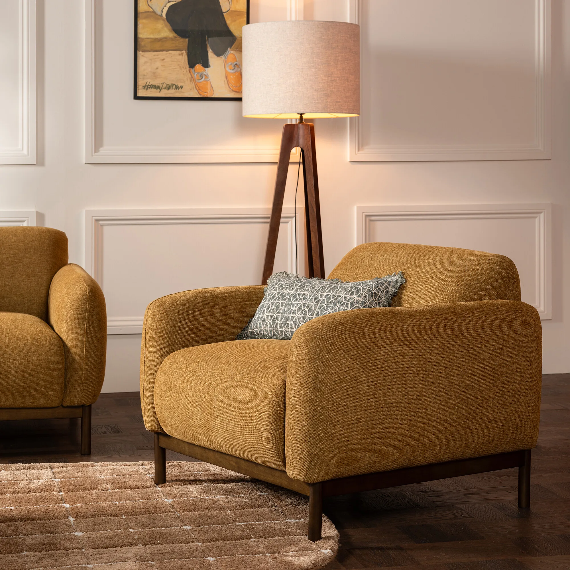 Connie Armchair - Yellow, Eucalyptus Wood