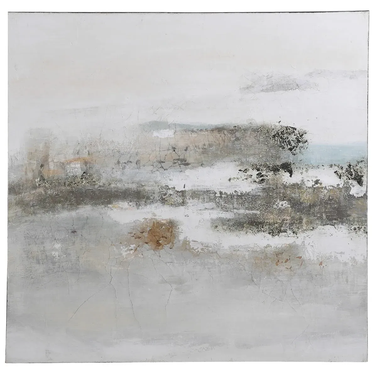 Countryside Landscape Canvas - White, Wood product