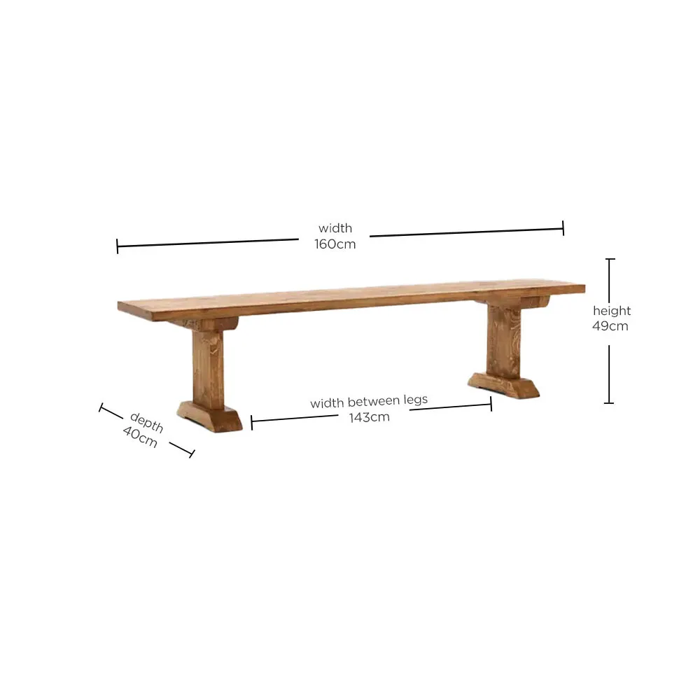 Covington 160cm Bench - Brown, Timber