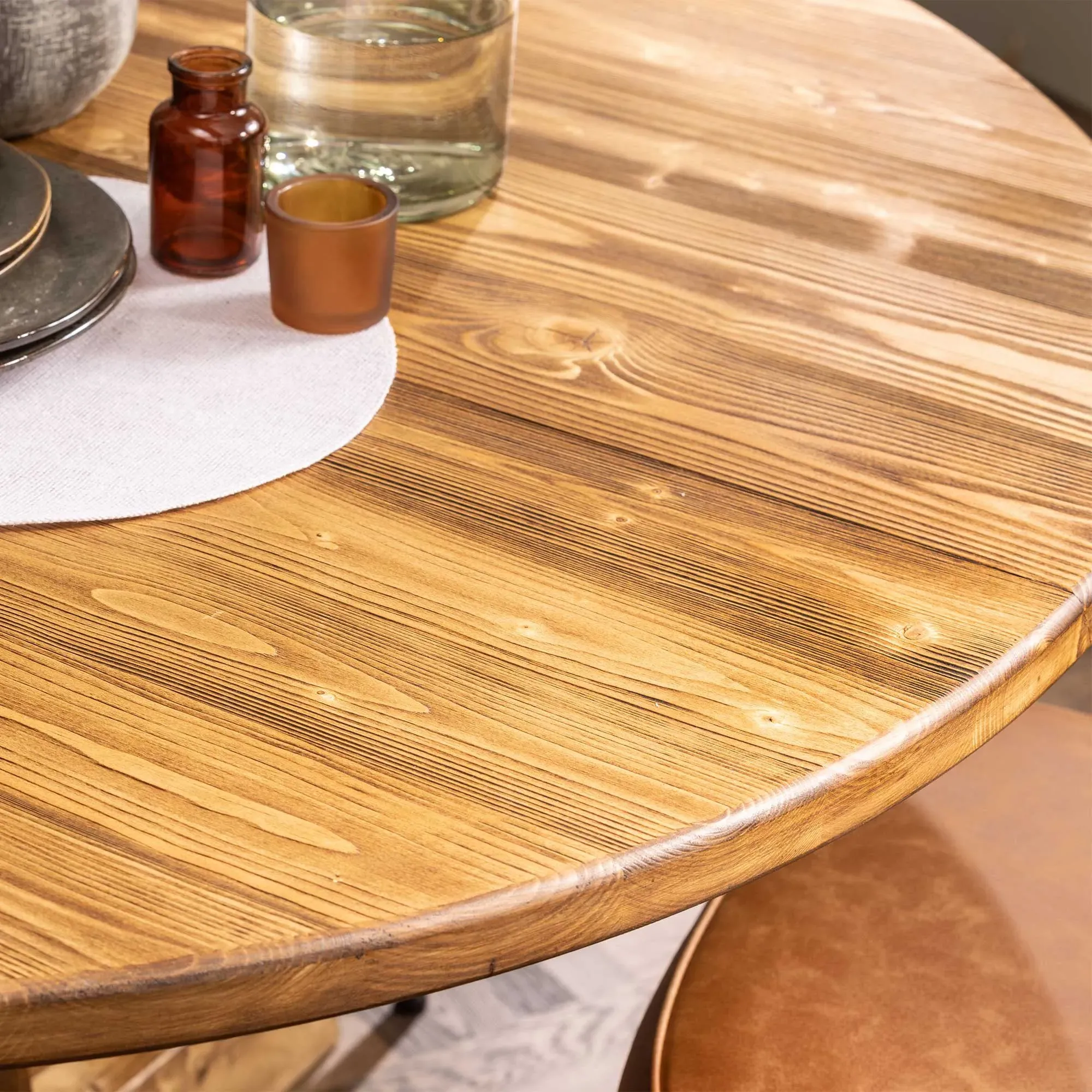 Covington Round Dining Table - Brown, Timber Wood