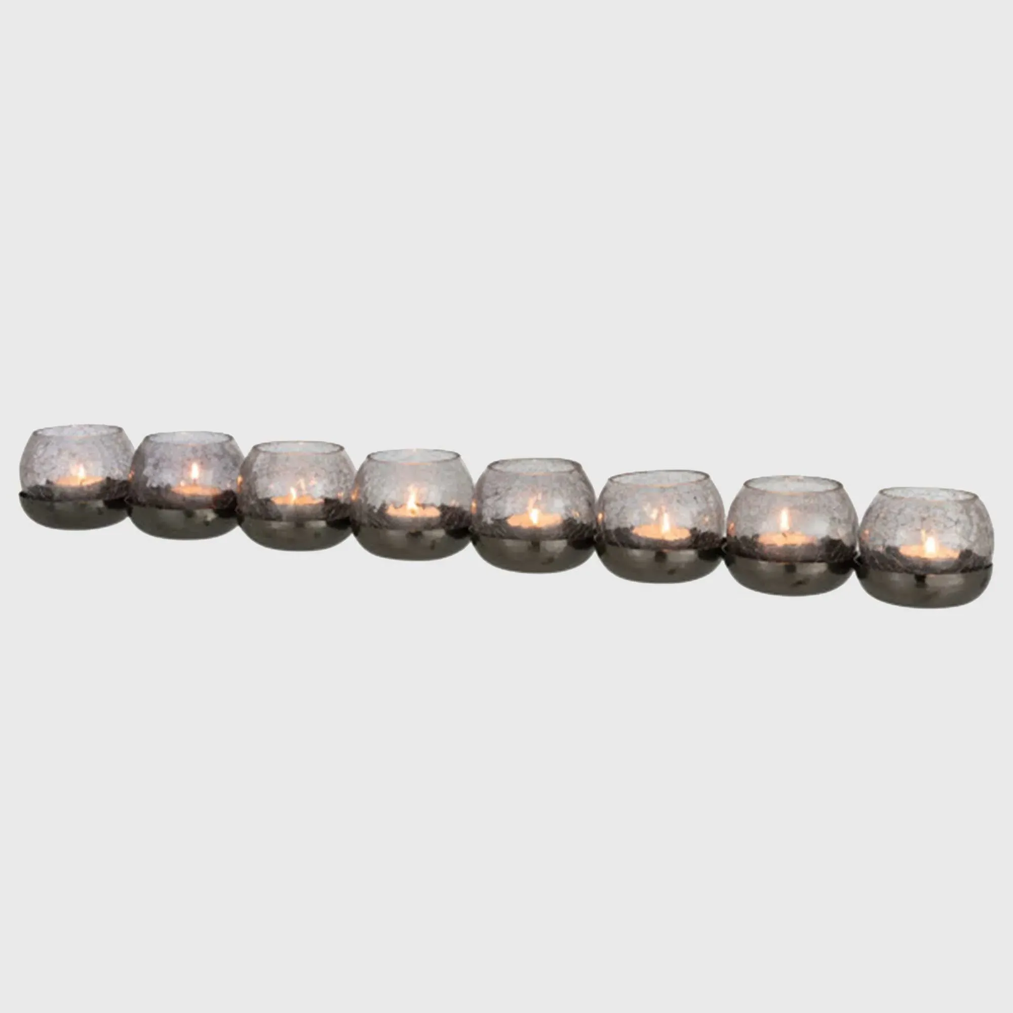 Crackled Glass 8 Ball Tealight Holder - Black