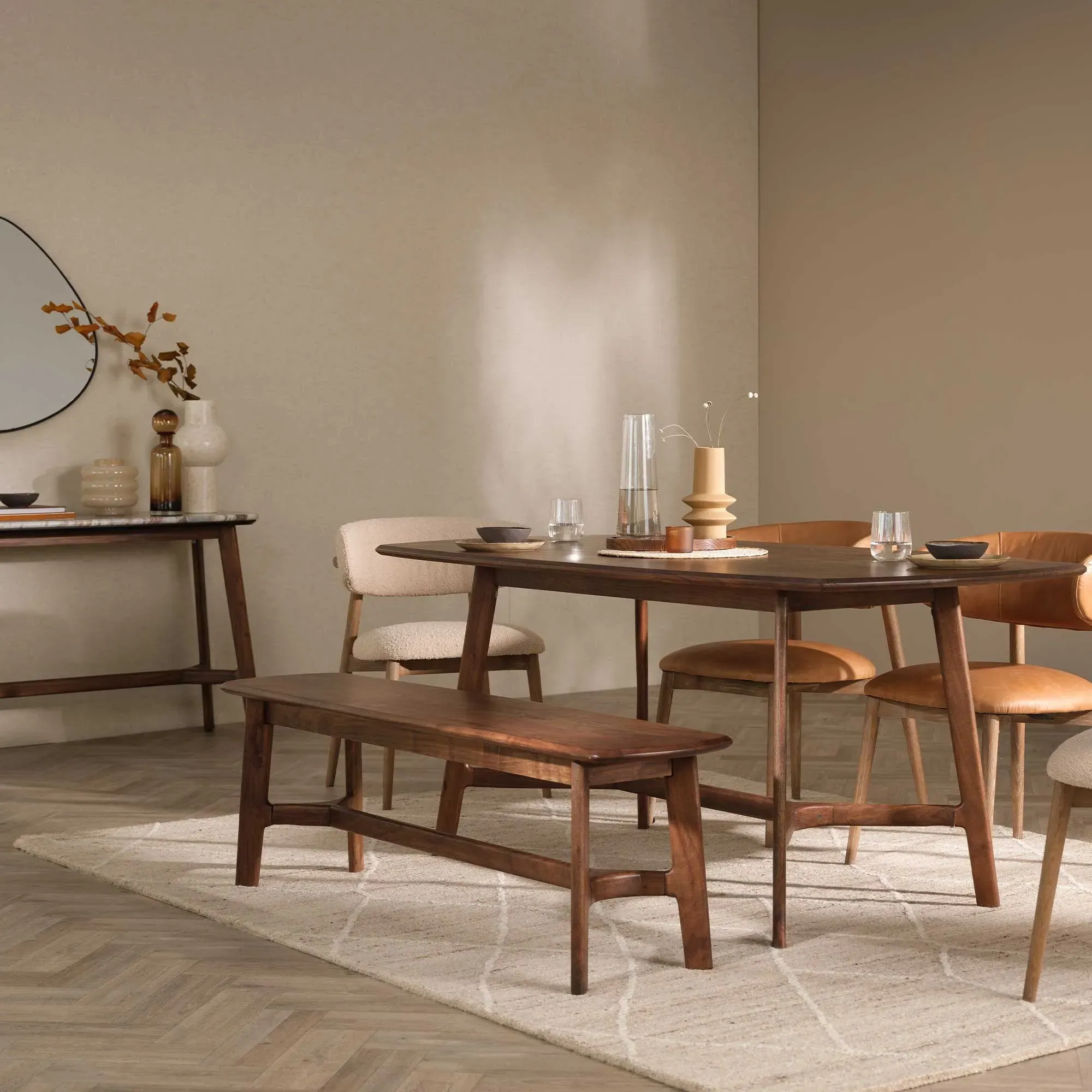 Cresta Bench - Brown, Acacia Wood