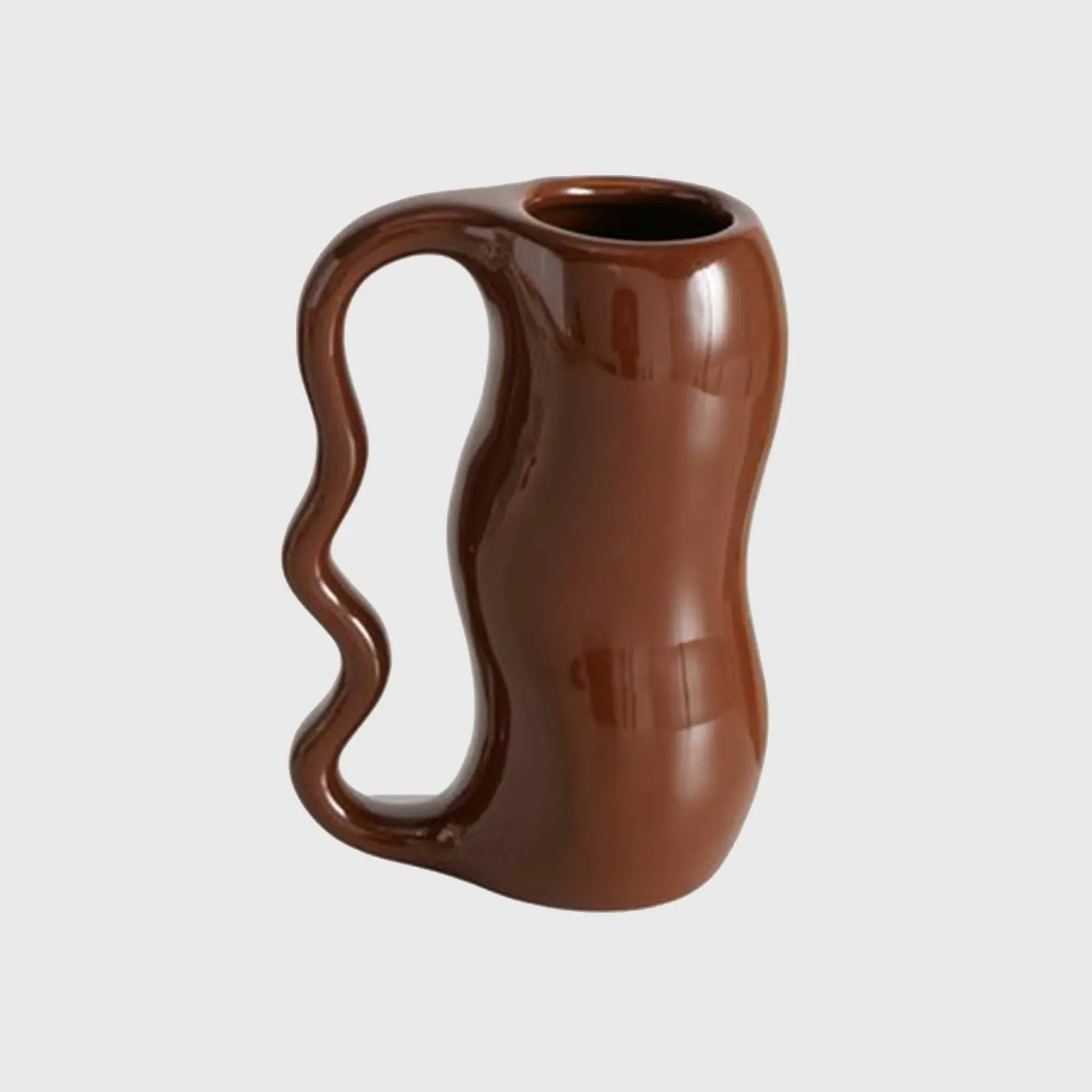 Curvy Ceramic Vase - Brown image