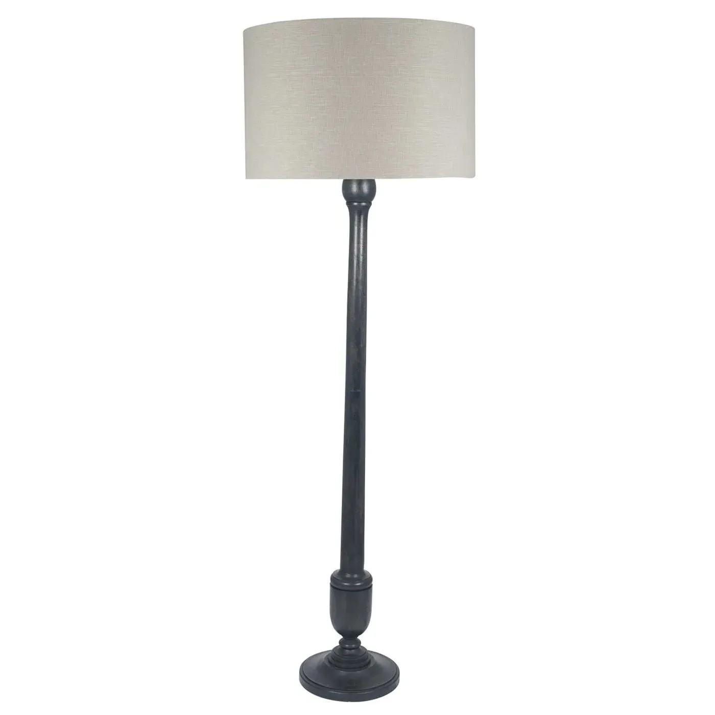 Dark Wood Floor Lamp - Black image