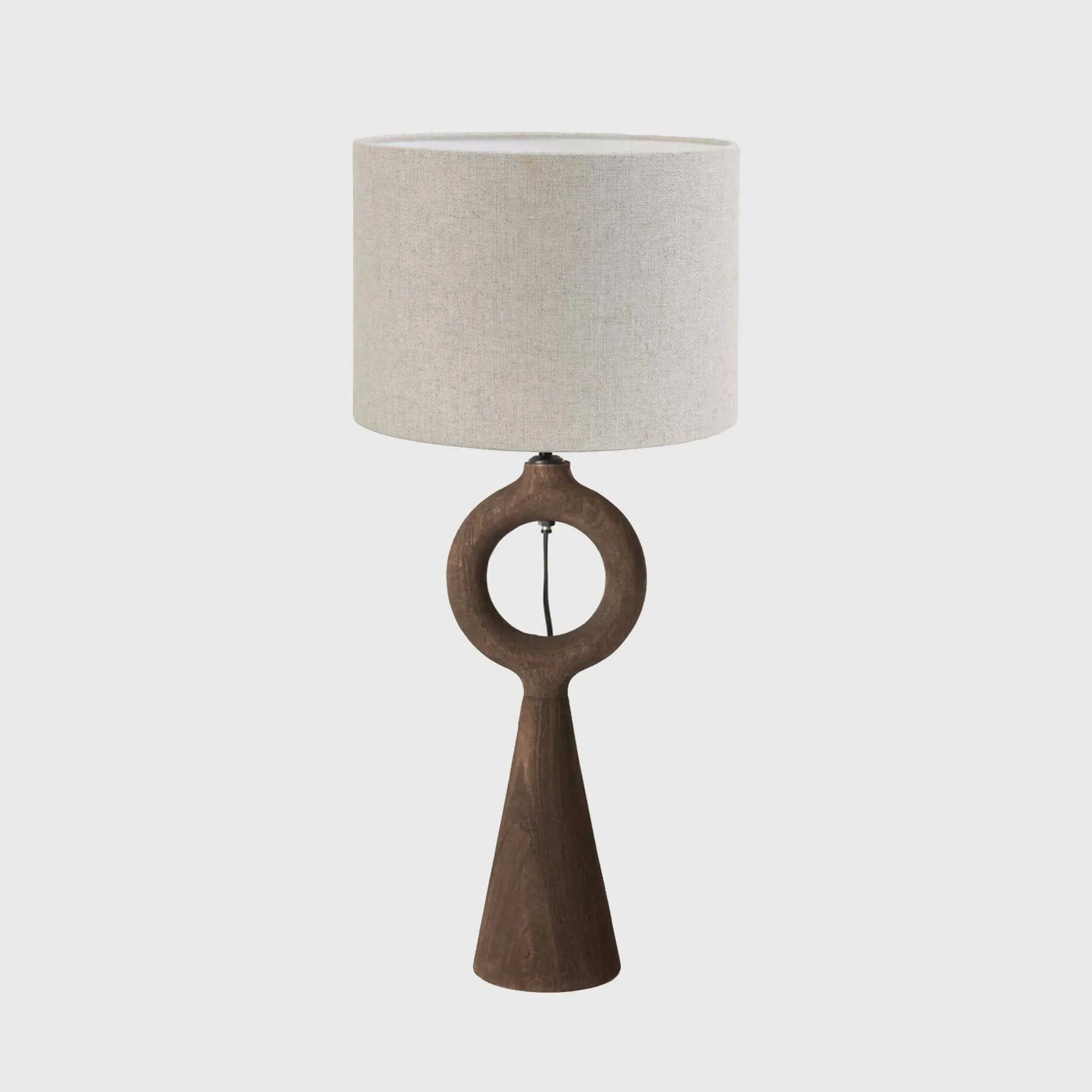 Dark Wood Loop Table Lamp - Brown
